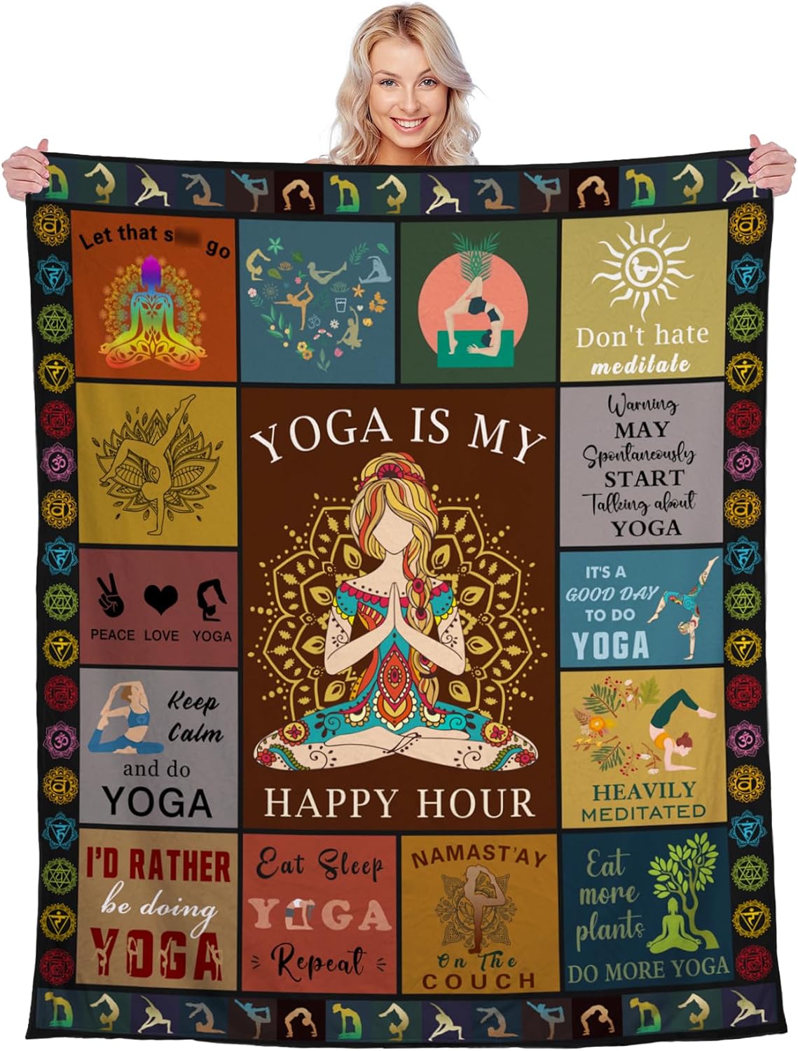 Generic Yoga Blanket Gifts for Women Lovers, Instructors - Outdoors Travel, Zen Meditation Decor - 50 * 60