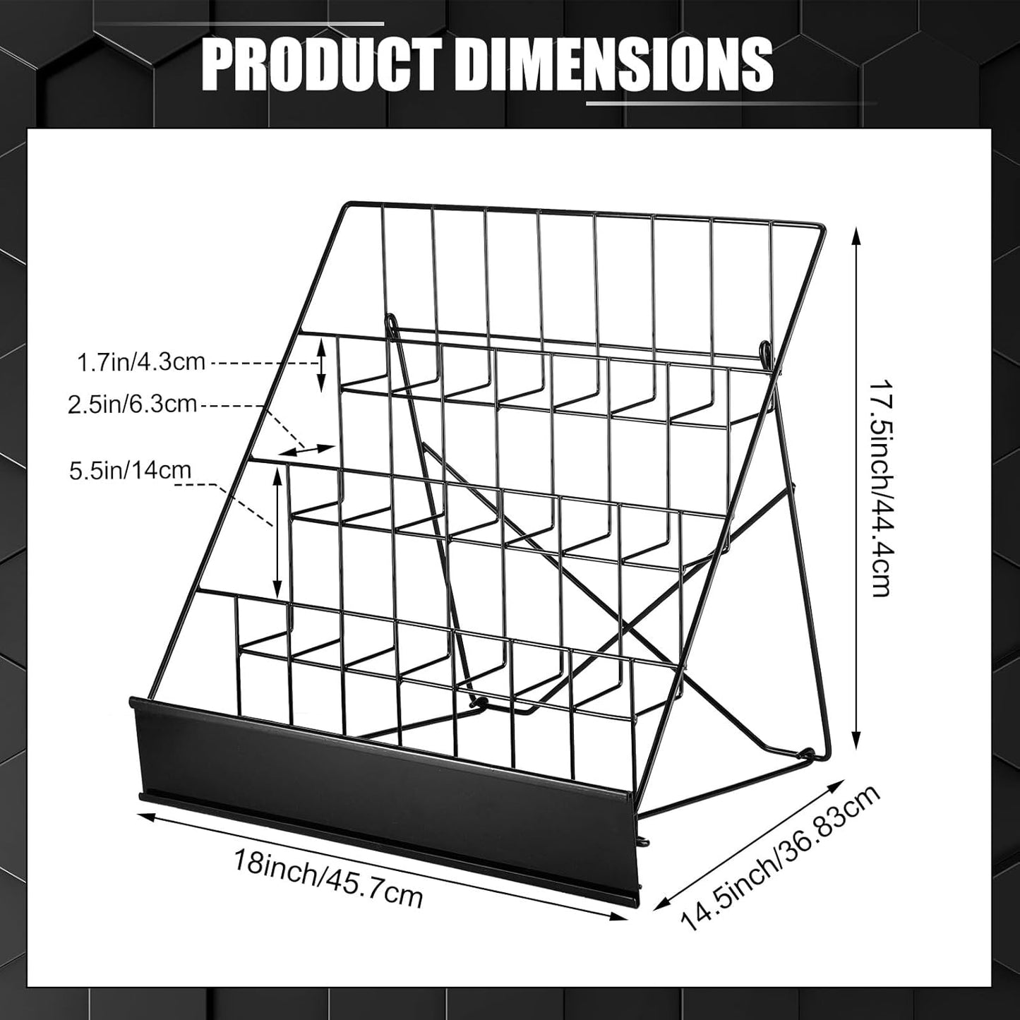 Sintuff Comic Book Display Stand 4 Tier Black Color Book Display Rack 18" Wire Tabletop Signing Cd Magazine Stand Rack Metal Countertop Decor for Retail Library Classroom Picture Literature Brochure