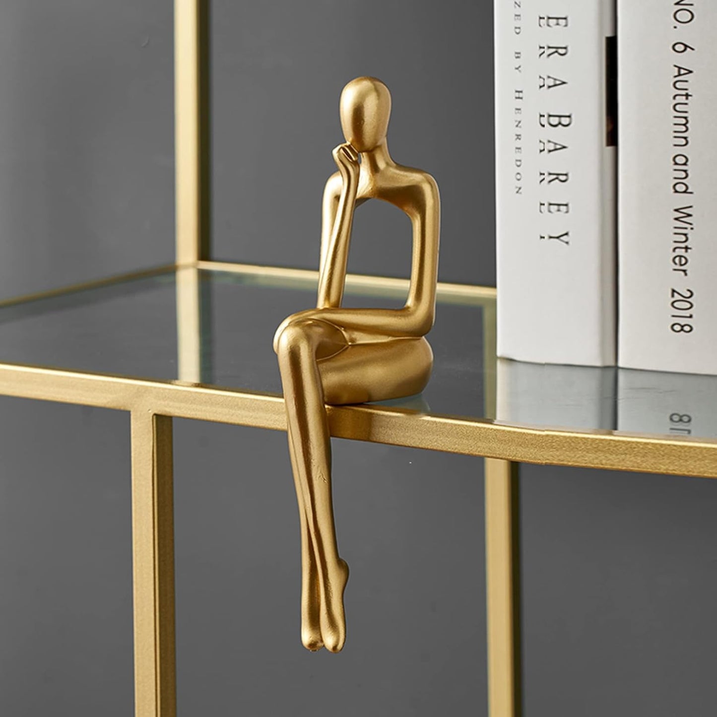 XINXUAN Gold Statue Home Decor - Modern Bookshelf & Desk Decor - 3 Piece Set