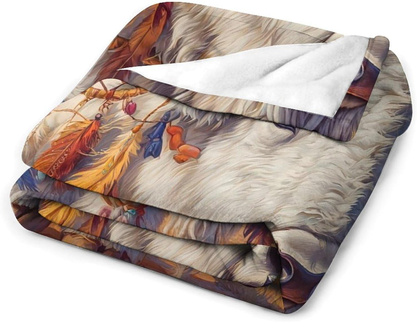 White Bison Dreamcatchers Fleece Bed Blankets Soft Throw Blanket Lightweight Plush Home Decor Gifts 60"*80"（150 * 200cm）