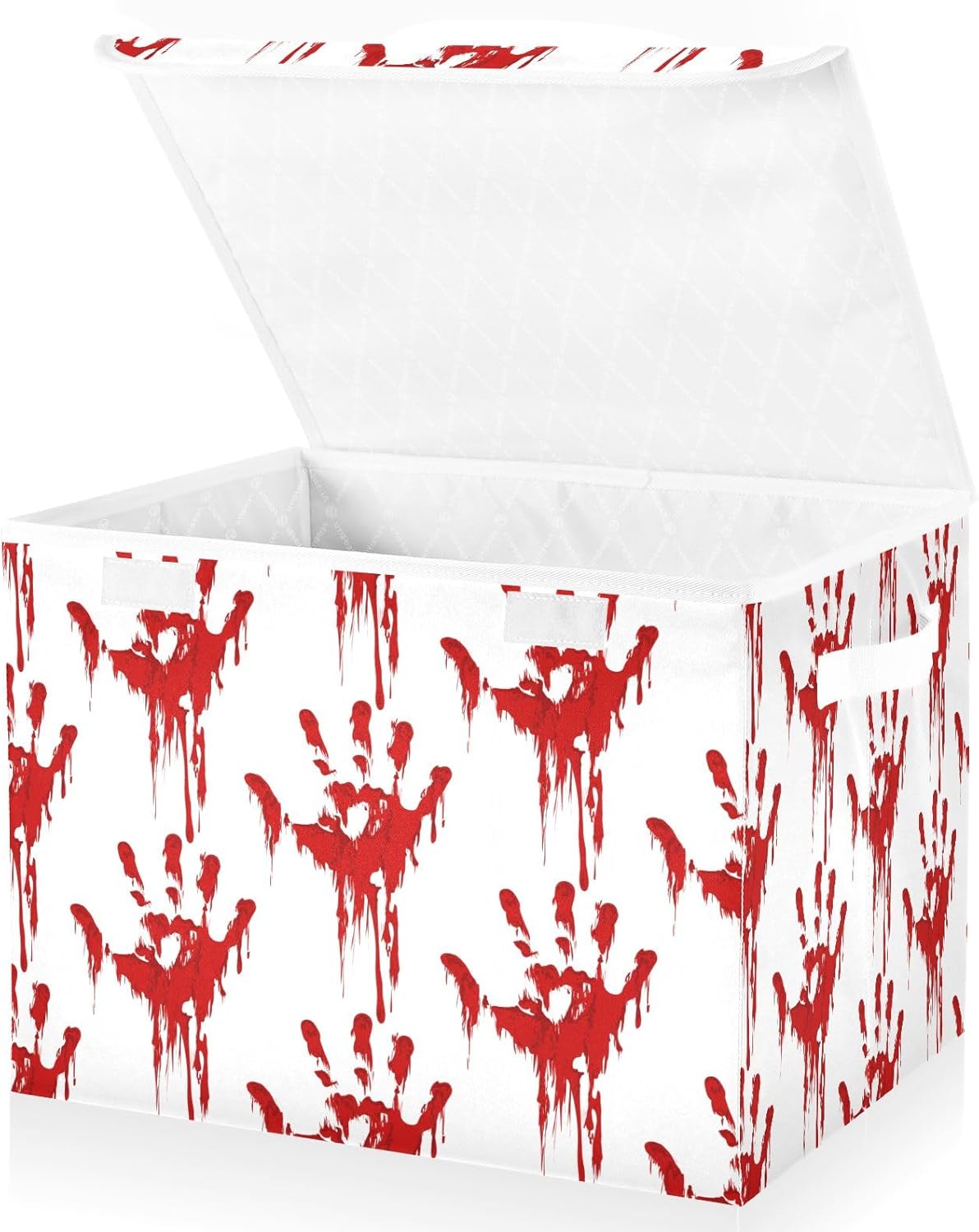 Bolaz Storage Bins with Lids and Handles, Bloody Scary Hands Storage Box Storage Basket with Cover Collapsible Organizer Containers for Home Closet, Shelves
