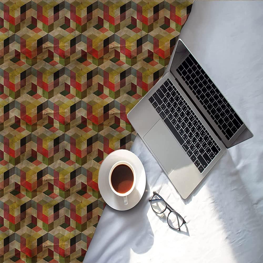 Child Blanket Cotton, Abstract Child Blankets for Girls, Colorful Cubic Squares, Fluffy and Comfortable, 40 x 50inches, Cozy Warm Soft Blanket for All Seasons,