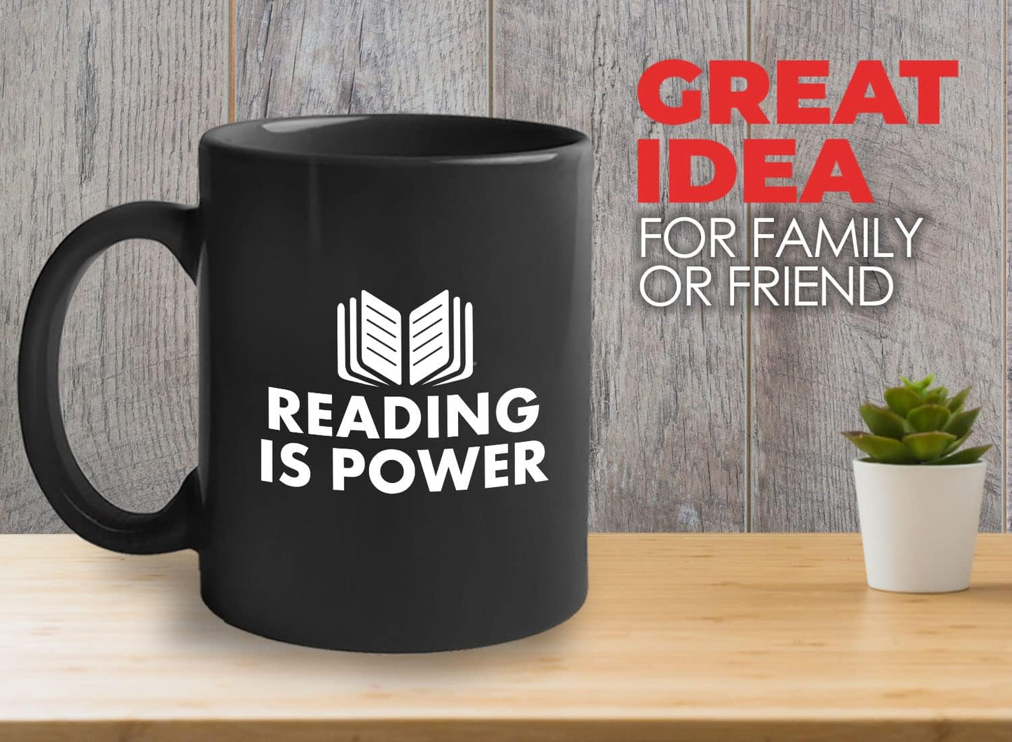 Book Lover Coffee Mug 11oz Black - Reading is power - Literary librarian Literature Bookworm Historian Public Library Curator Bibliophile Bibliolater