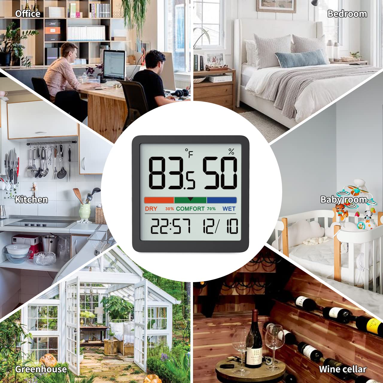 VOCOO Humidity Gauge Indoor Thermometer - Digital Indoor Humidity Sensor Room Thermometer with Temperature Humidity Monitor, Accurate Hygrometer Temp Meter for Home Greenhouse Wine Cellar (2 Pack)