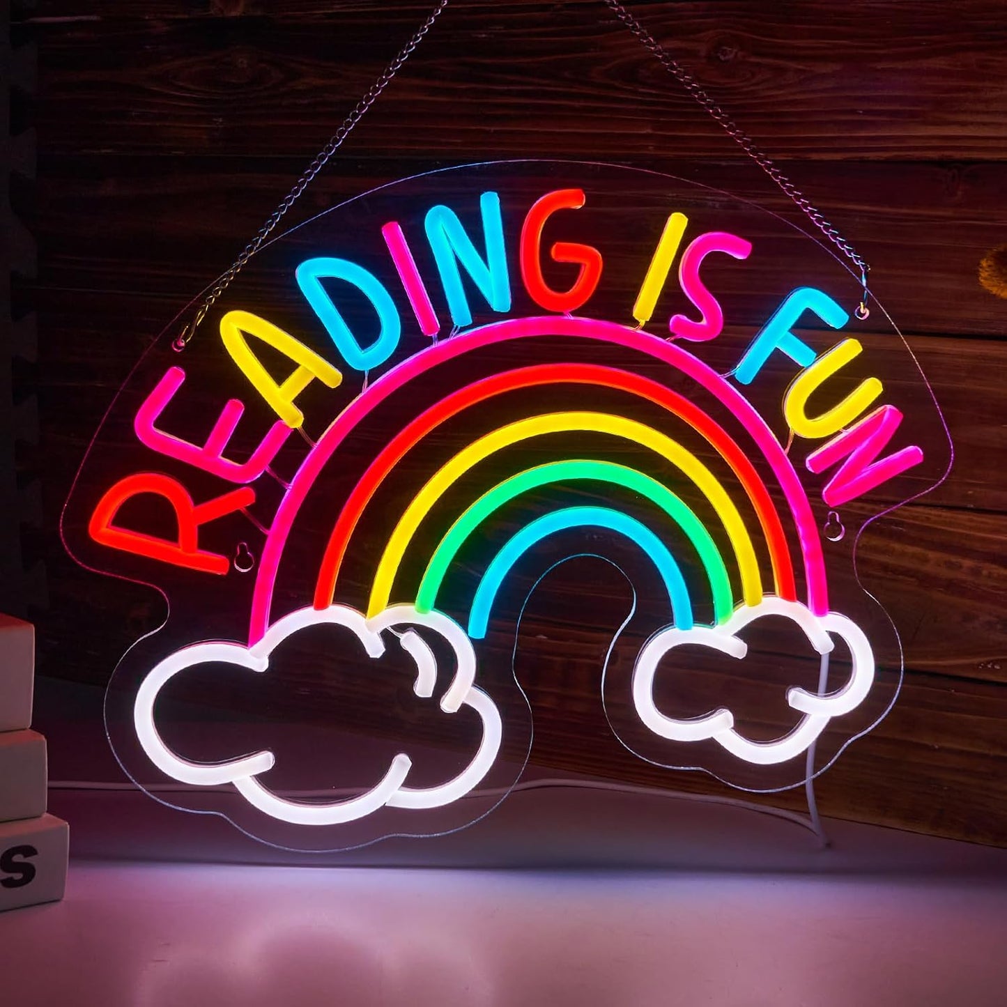 Reading Is Fun Neon Sign Read Books LED Neon Light for wall decor Smart plug timer compatible USB-Powered Suitable for Kids Boys Room Bookstore Library Museum Study Room(16.2x12.6 Inch)