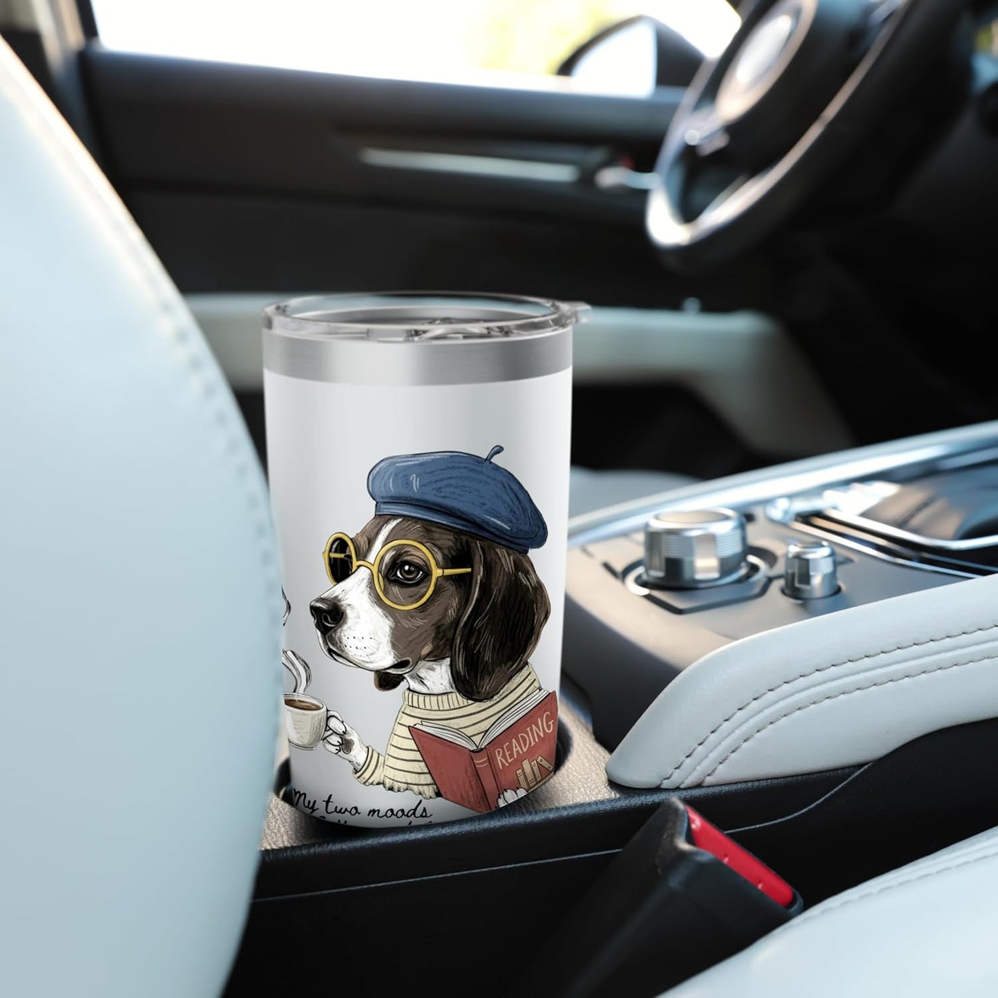 Dog Reading Book Coffee Dark Academia Intellectual Reader Stainless Steel Insulated Tumbler