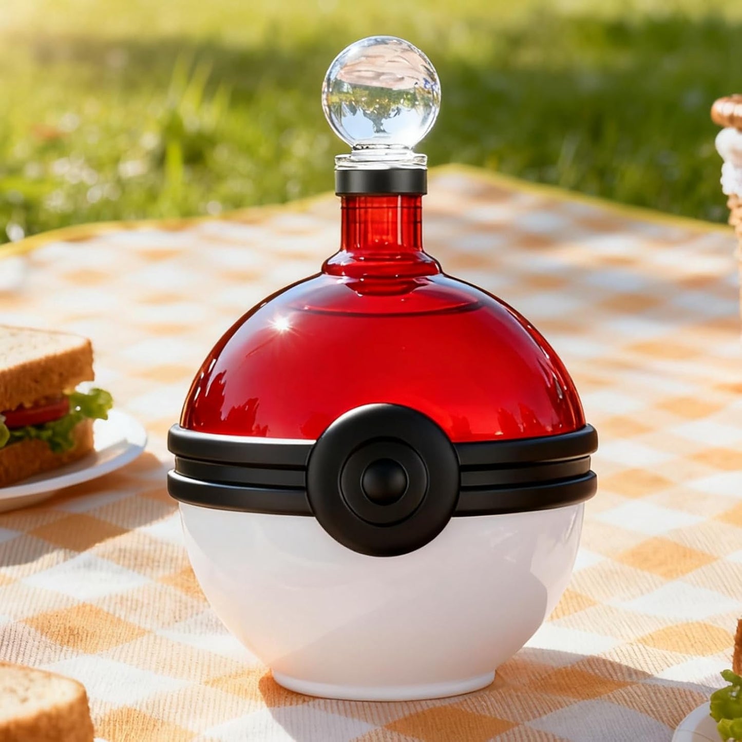 Monster Trainer Capture Sphere Whiskey, Wine Decanter Red White Glass Liquor Bottle 18.6oz Premium Borosilicate Display Piece | Gamer Collectible Barware Gift for Anime Theme Fans & Collectors, Gifts
