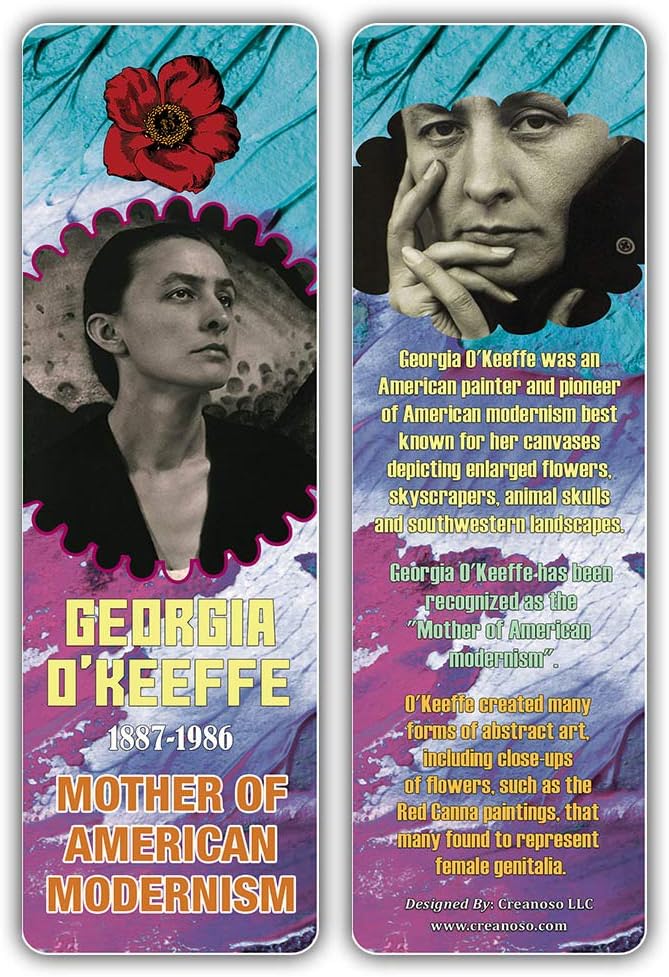 Creanoso Historical Fact American Famous Artists Bookmark Cards (60-Pack) – Learning Reading Bookmarks Collection Set – Stocking Stuffers for Boys, Girls, Kids – Classroom Incentives - Gift Tokens