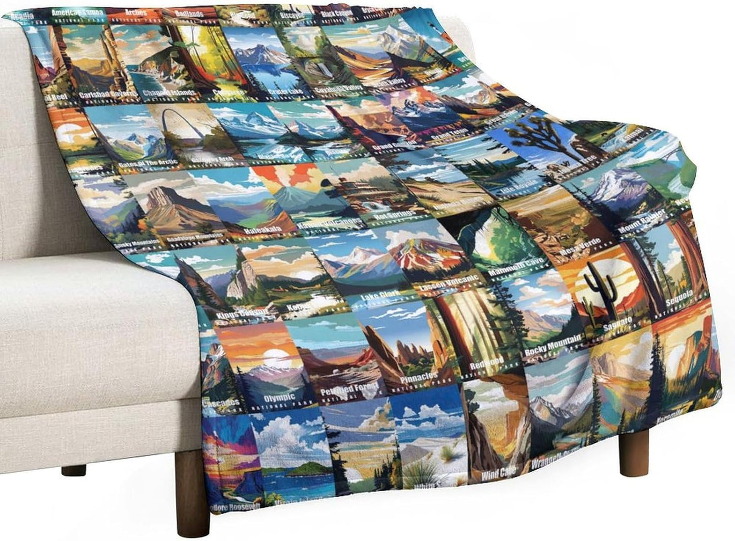 National Park Blanket Abstract Nature Landscape Forest Blanket Gift for Bedroom Office Living Room 50x60 Inch