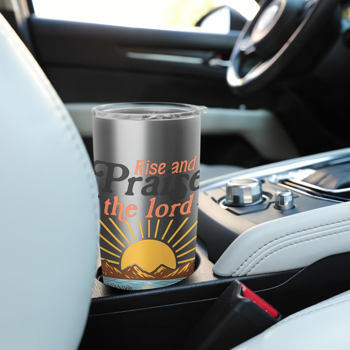 Rise and Praise the Lord – Retro Christian Sunburst Stainless Steel Insulated Tumbler