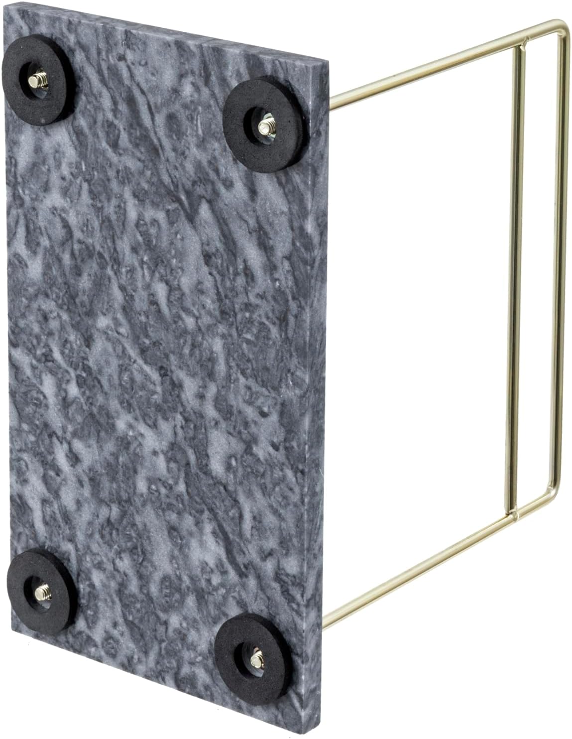 MyGift Modern Black Marble Cookbook Stand, Kitchen Countertop Recipe Holder Stand with Brass Tone Metal Rail