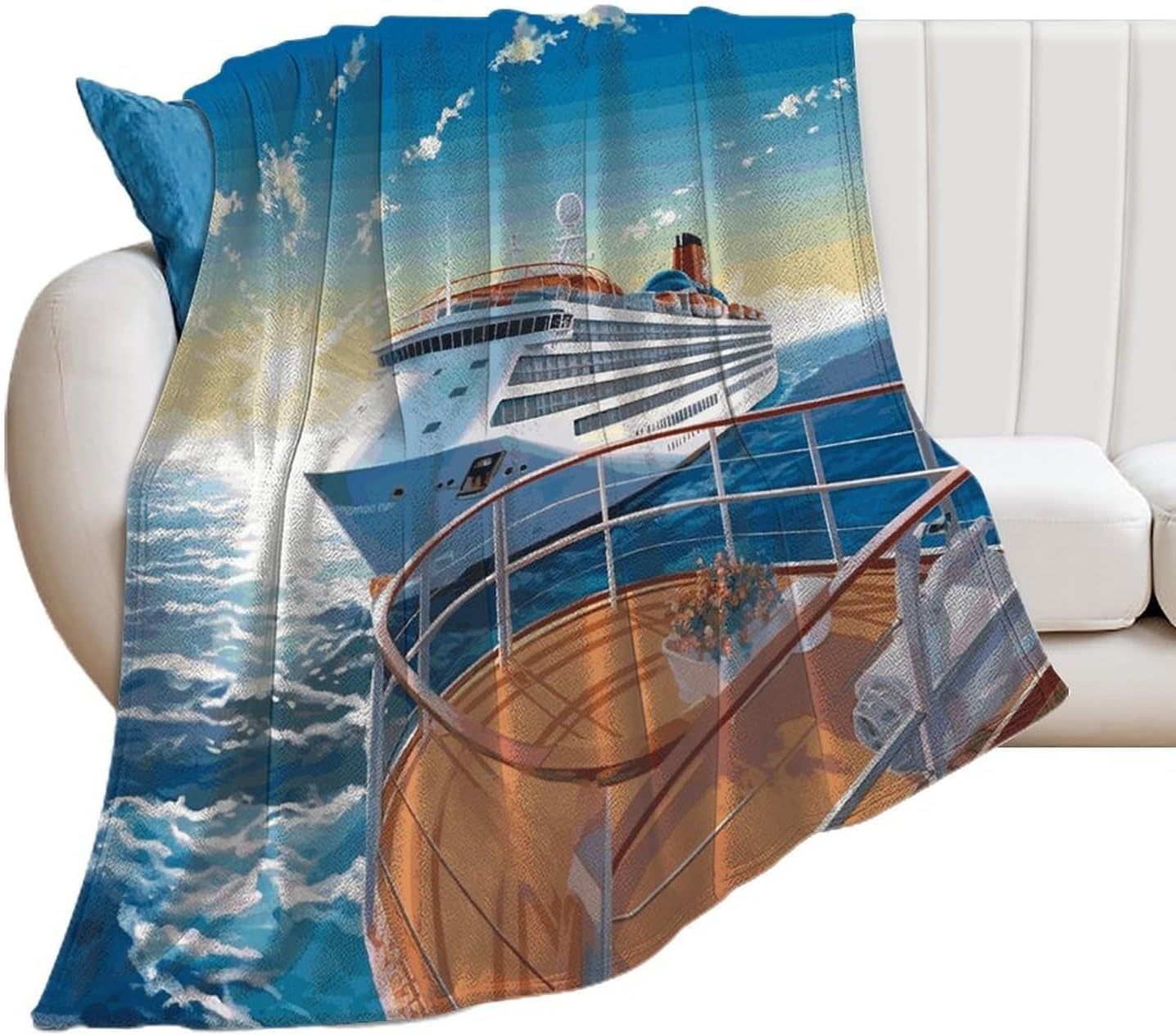 Summer Sea Cruise Blanket Super Soft Lightweight Throw Blanket Cute Cozy Warm Bed Blanket Decorative Fuzzy Blanket All-Season Home Decor Gift for Sofa Couch Living Room 40"*50" （100 * 130cm）