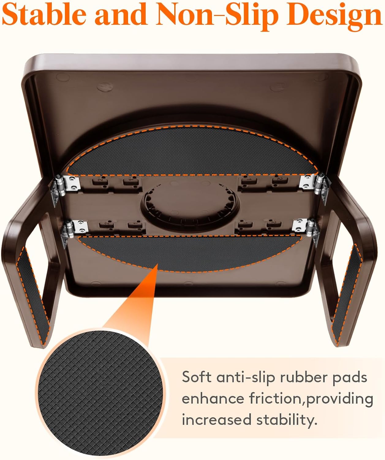 Lifewit Plastic Rotating Couch Armrest Table, Adjustable Sofa Arm Clip Holder Tray for Snack/Fast Food/Fruit/Drink, Large Foldable Stable Sofa Table with Reinforced Clamp, Brown