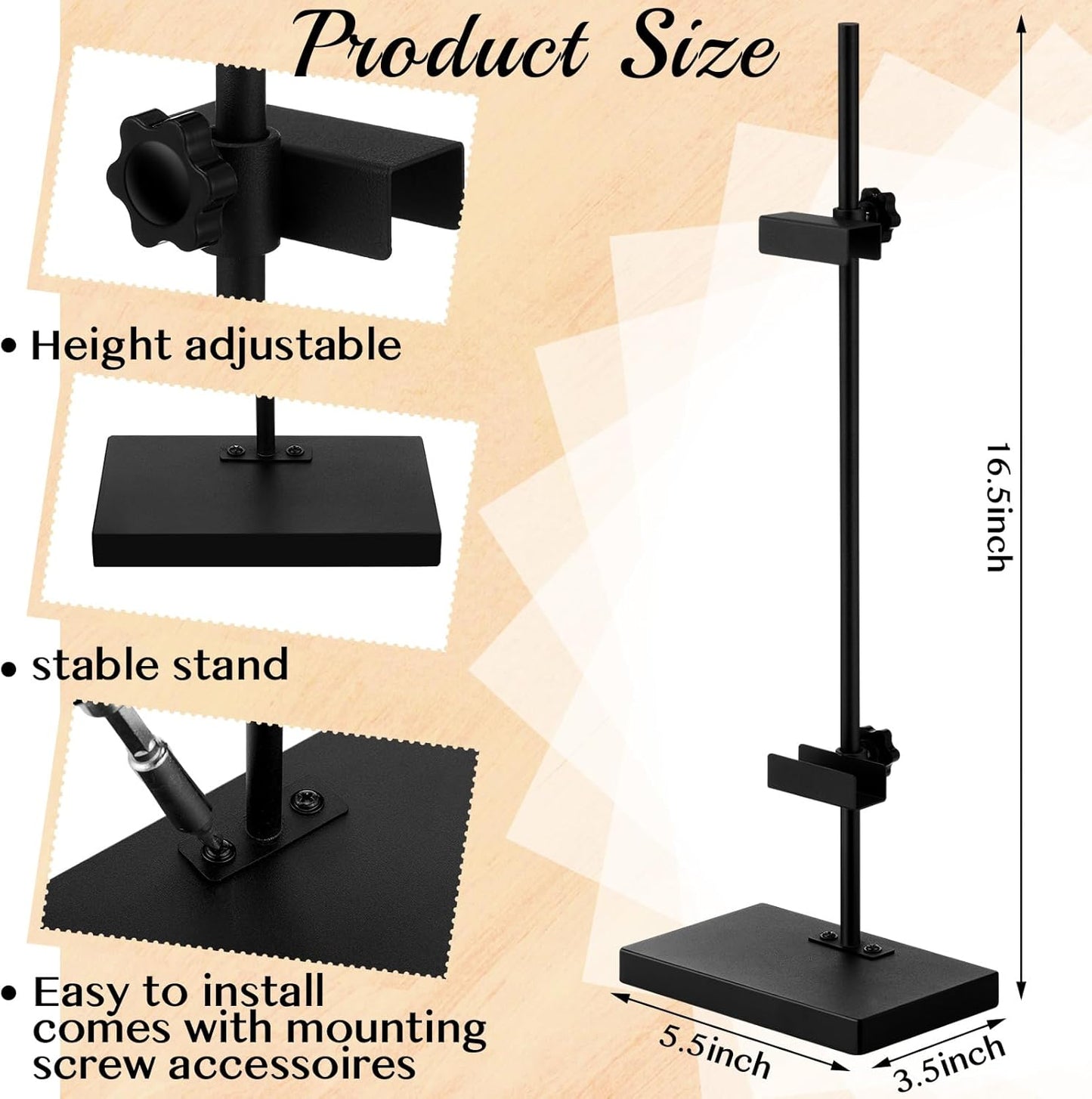Adjustable Tabletop Easel Stand Picture Easels for Display Up to 16.5" H, Black Metal Picture Stand for Art Signs Photos, Framed Artwork Display Easel Stands for Home Events(1 Pcs)