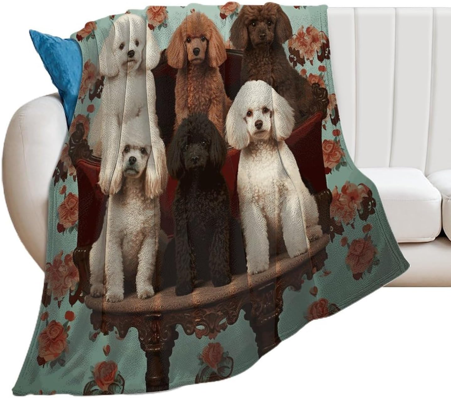 Poodles Dogs Throw Blanket for Couch Super Soft Warm Lightweight Throw Blankets Cozy Flannel Bed Blanket Cute Decorative Blankets for All Seasons Home Decor Gift 40"*50" （100 * 130cm）