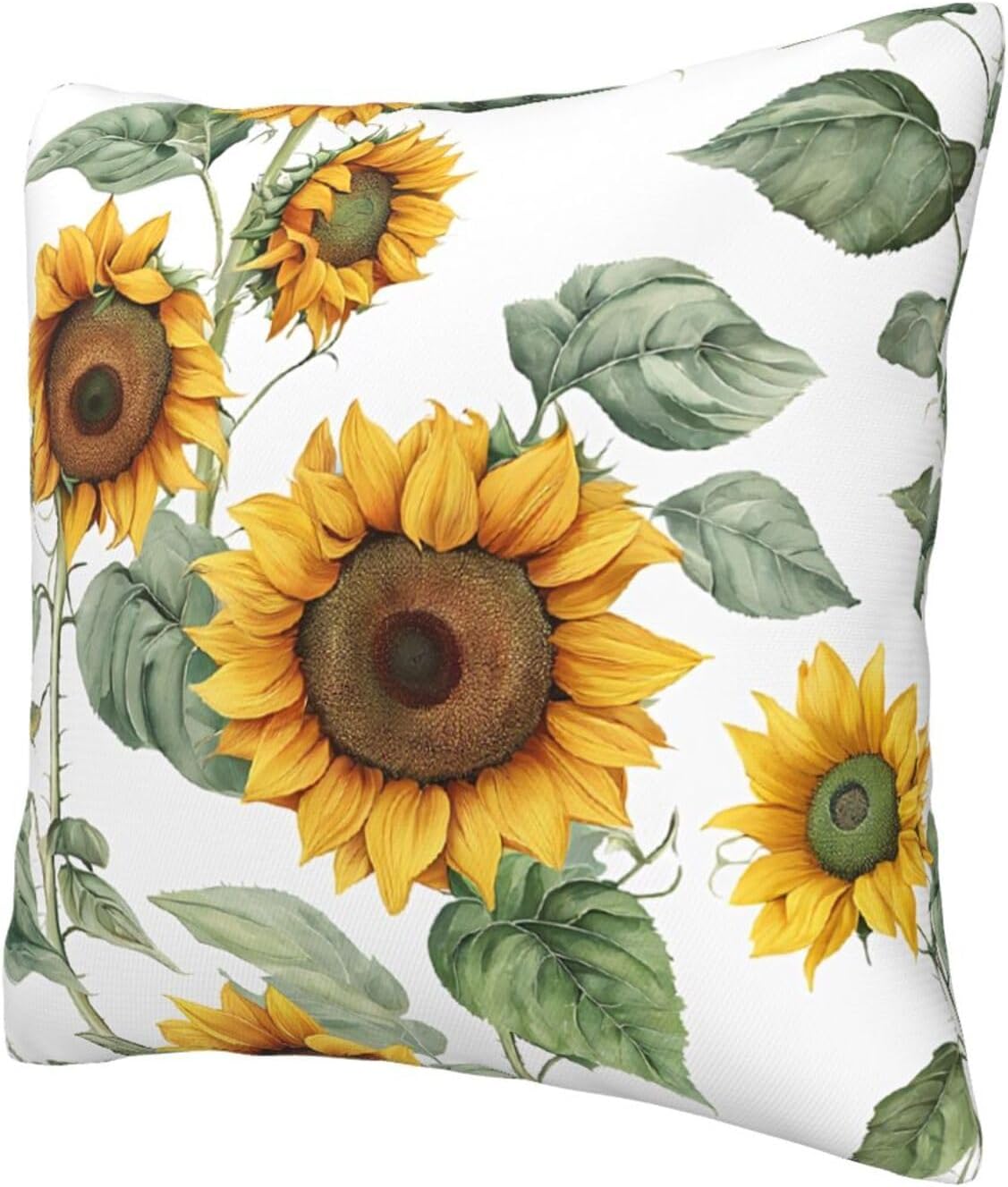 All-Season Square Pillow Covers 18"X18", Sunflower, Decorative Throw Pillow Covers for Sofa Bed Couch, Hidden Zipper Cushion Cover, Square Lumbar & Accent Pillowcases for Home Decor