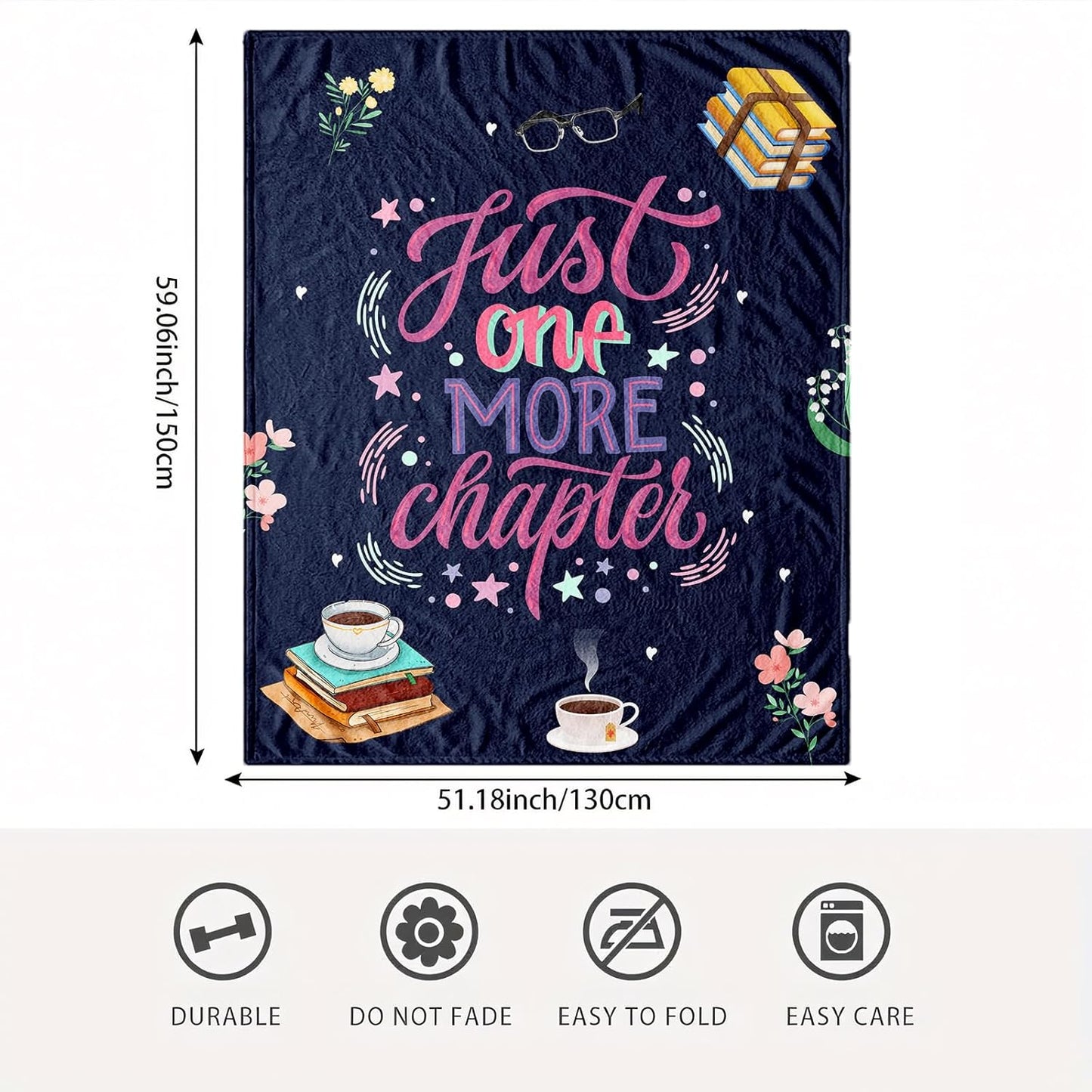 Book Lovers Reading Blanket Gift, Cozy Bookish Quote Throw for Readers, Literary Decor for Couch and Bed, Women and Teens, Birthday Christmas Mother’s Day Valentine’s, 50'' x 60''