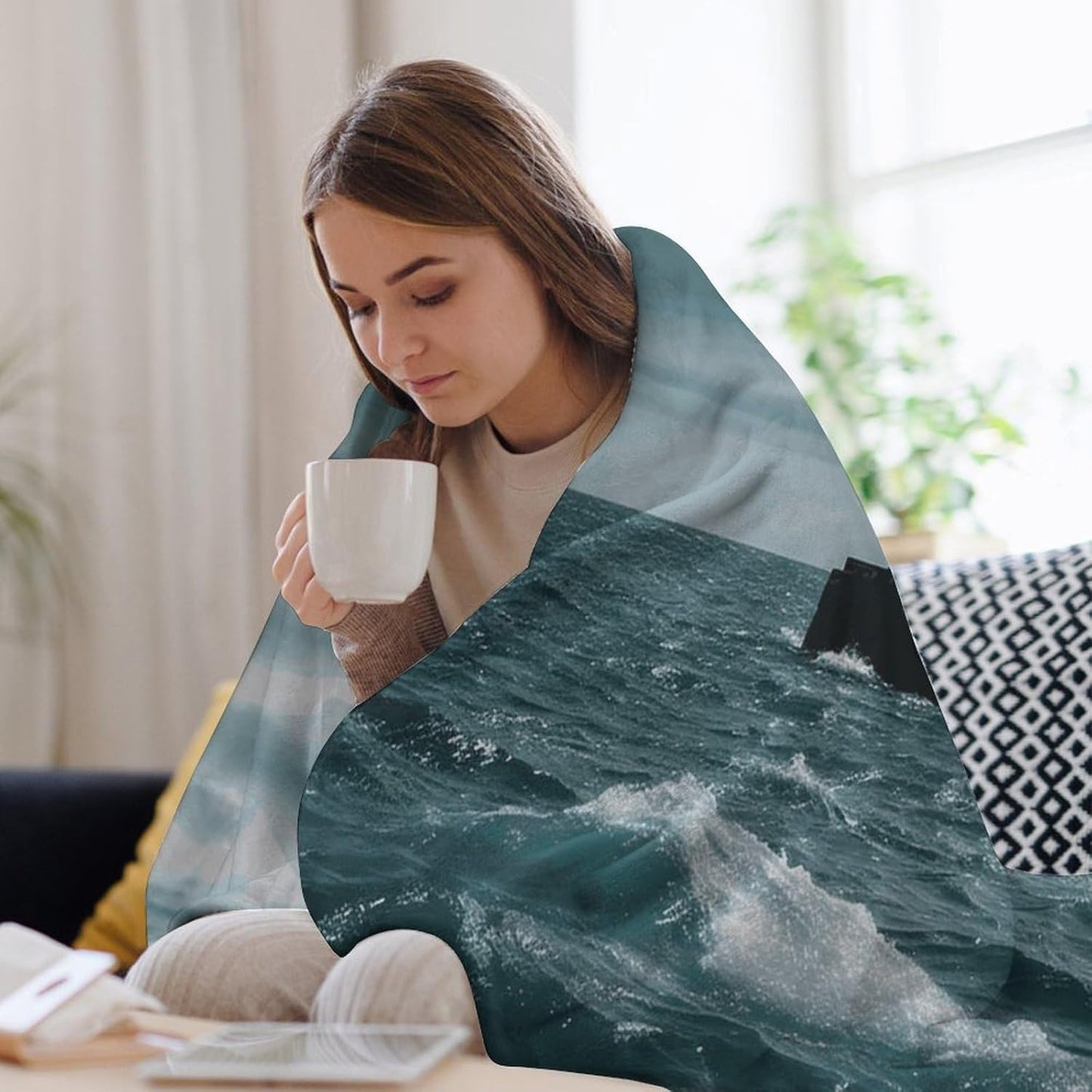 Lighthouse Ocean Throw Blanket for Couch Super Soft Warm Lightweight Throw Blankets Cozy Flannel Bed Blanket Cute Decorative Blankets for All Seasons Home Decor Gift 60"*80"（150 * 200cm）