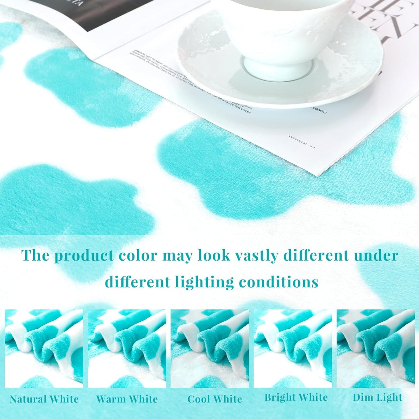 Blue Throw Blanket for Bed, Blue Gifts for Women Teen Girls Birthday, Soft Cozy Plush Cyan Fleece Blanket Throws for Couch Decor, Camping, Travel, All Season 50" x 60"
