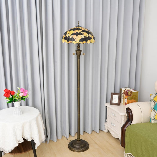Tiffany Black Bats Floor Lamp Stained Glass lamp for Living Room Bedroom Office Bright Lighting Rustic Corner Decor Standing Tall Unique Vintage Reading Aesthetic Light