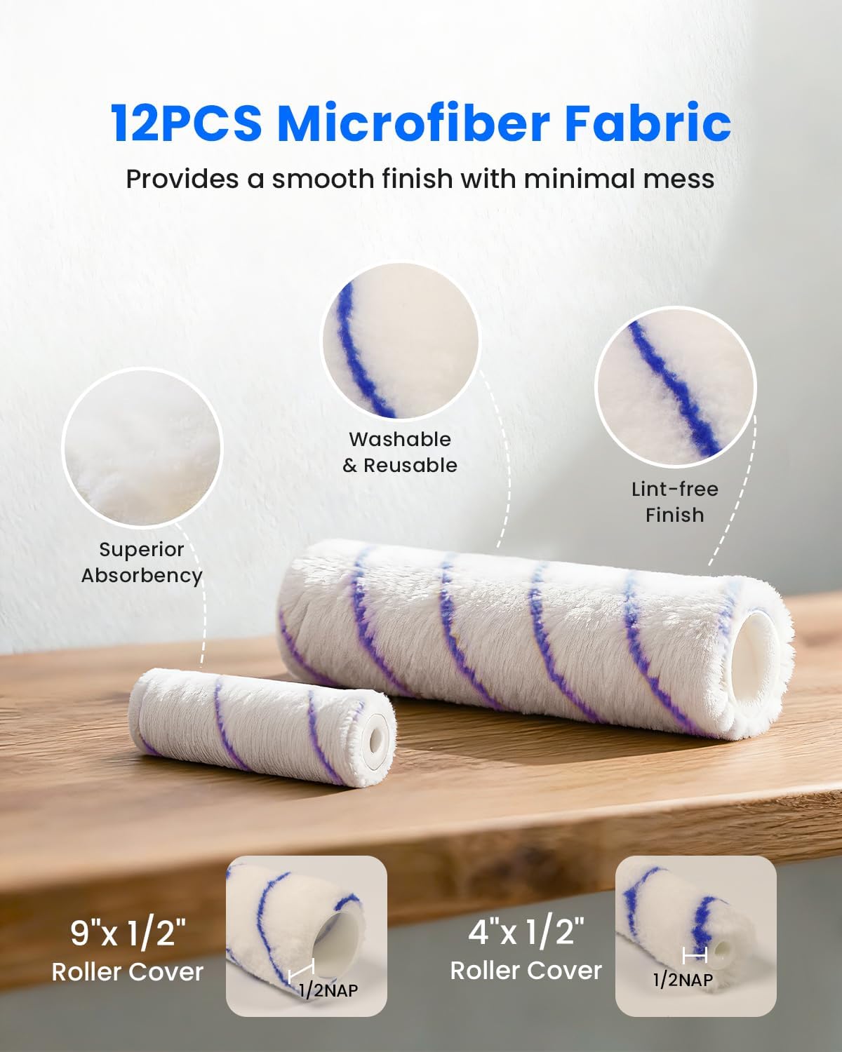33PCS Paint Roller Kit with Extension Pole | 2–4 FT Pole | 9" & 4" Paint Rollers | Carry Bag | 4 Brushes & Tape | Professional Painting Supplies & Paint Brushes Set for Walls Ceilings and Home