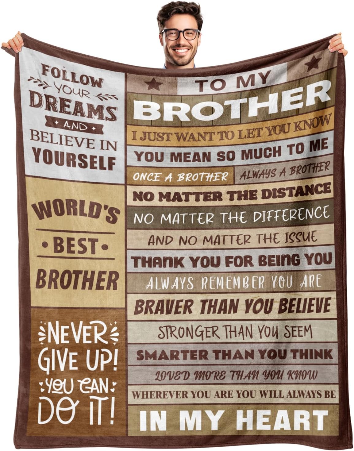 Gifts for Brother - Brother Gifts from Sister - Best Birthday Gift for Brothers Adult - Christmas | Fathers Day Blanket Gift for Brothers - Funny Gifts for Brother's - Soft Throw Blanket 60"x80"