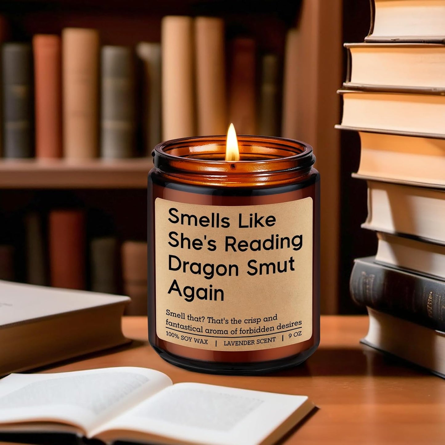 GSPY Romantasy Book Candle, Fantasy Reader Gifts for Women - Reading, Bookish, Dragon Gifts for Girls - Funny Mothers Day, Birthday Present for Fantasy Book Lover, Dragon Lover, Bookworm, Librarian