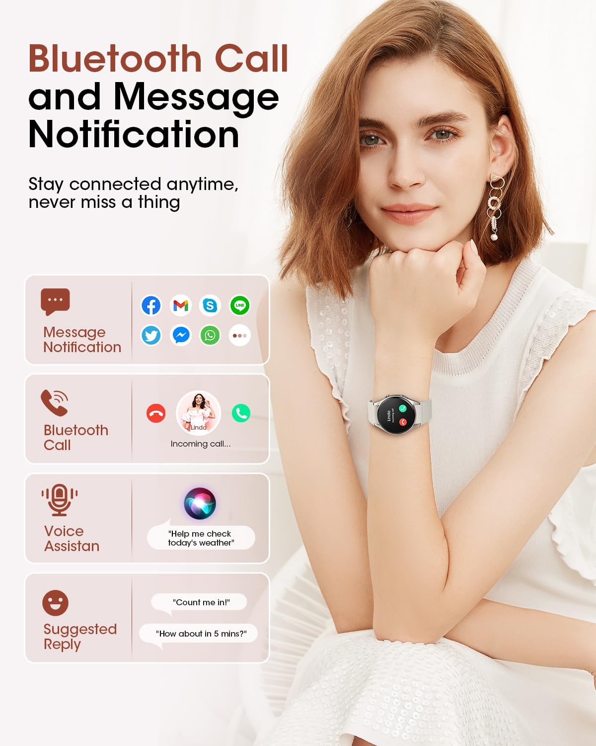Smart Watches for Women/Men (Make/Answer Calls), Fitness Smart Watch with Heart Rate/SpO2/Sleep Monitor, Pedometer Tracker, 120+ Sport Modes Fitness Tracker Watch, Smartwatch for Android and iPhone