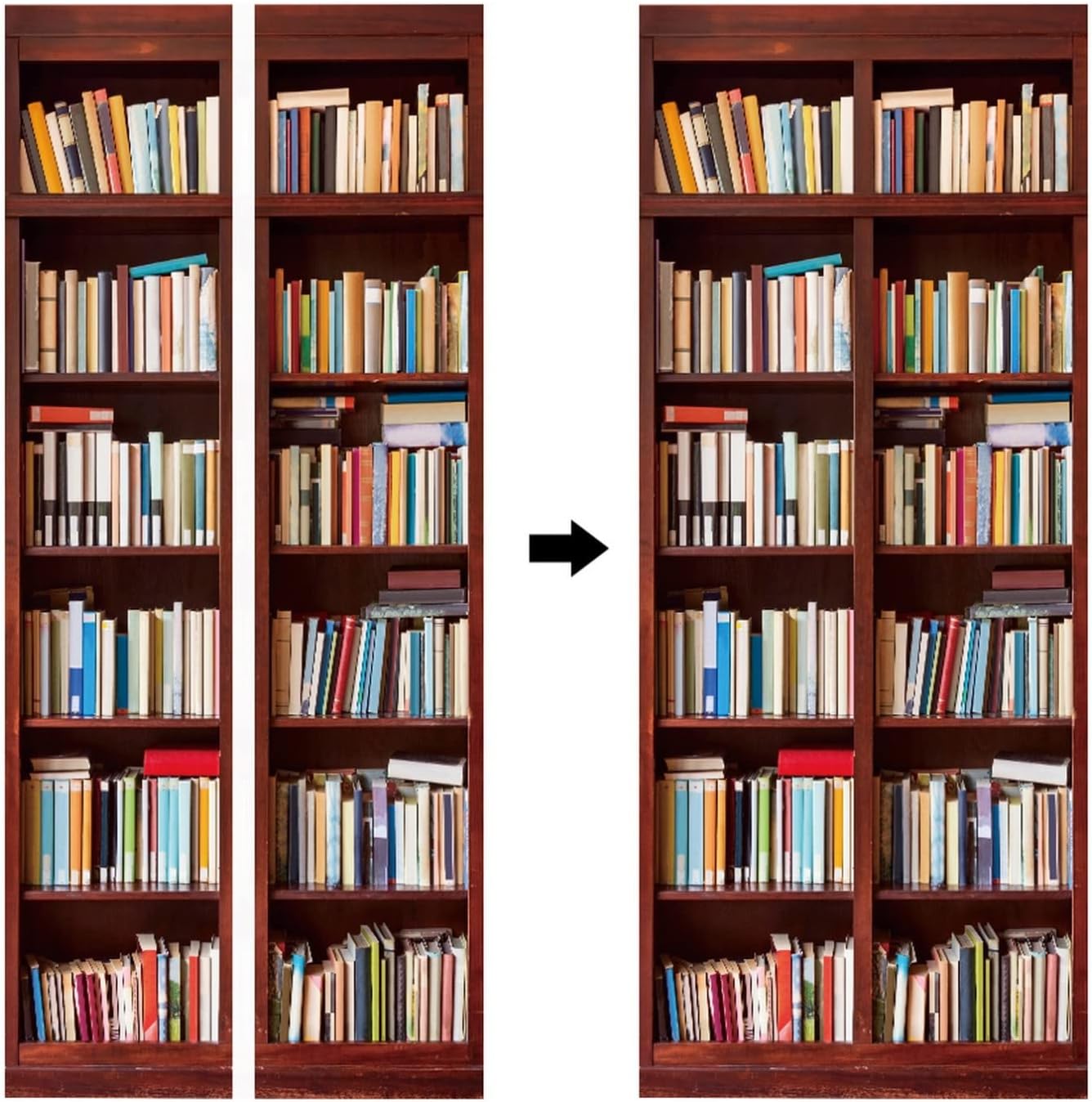 3D Door Stickers for Interior Doors Bookshelf Background Vinyl Removable Self Adhesive Door Poster Wallpaper Mural Decals for Bedroom Office Bathroom 90x200cm