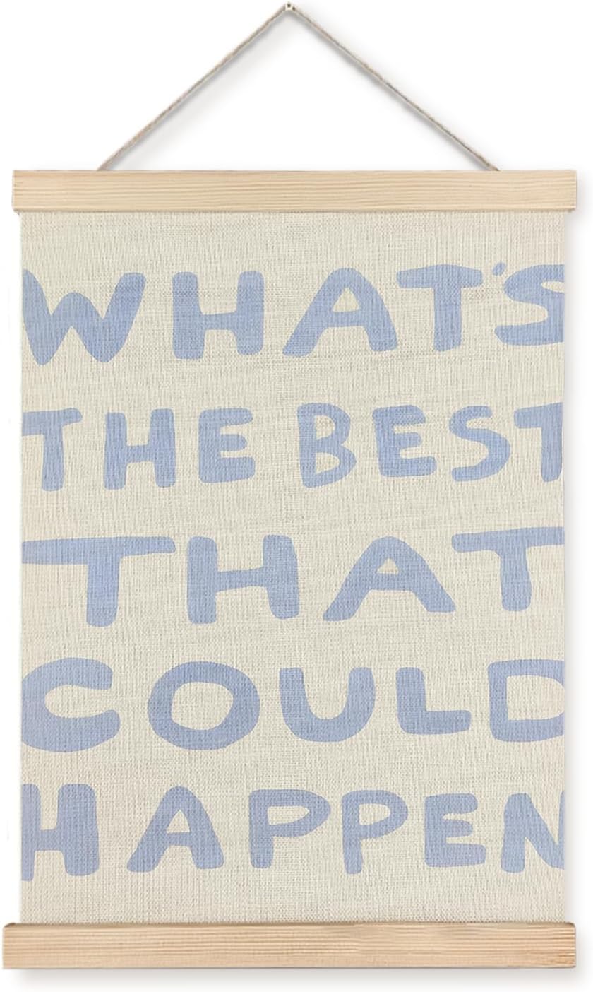 LUVADIAN Positive Affirmations Wall Decor, What's the Best That Could Happen Poster Hanger Frame, Light Blue Inspirational Wall Art Aesthetic for Home Office, 12x16 Inches
