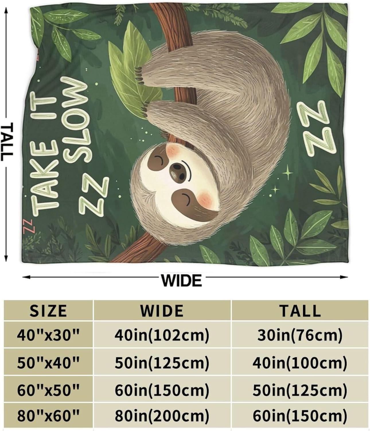 Sloth Blanket – Cute Cozy Jungle Throw Blanket for Girls and Women Who Love to Relax 60"x50"