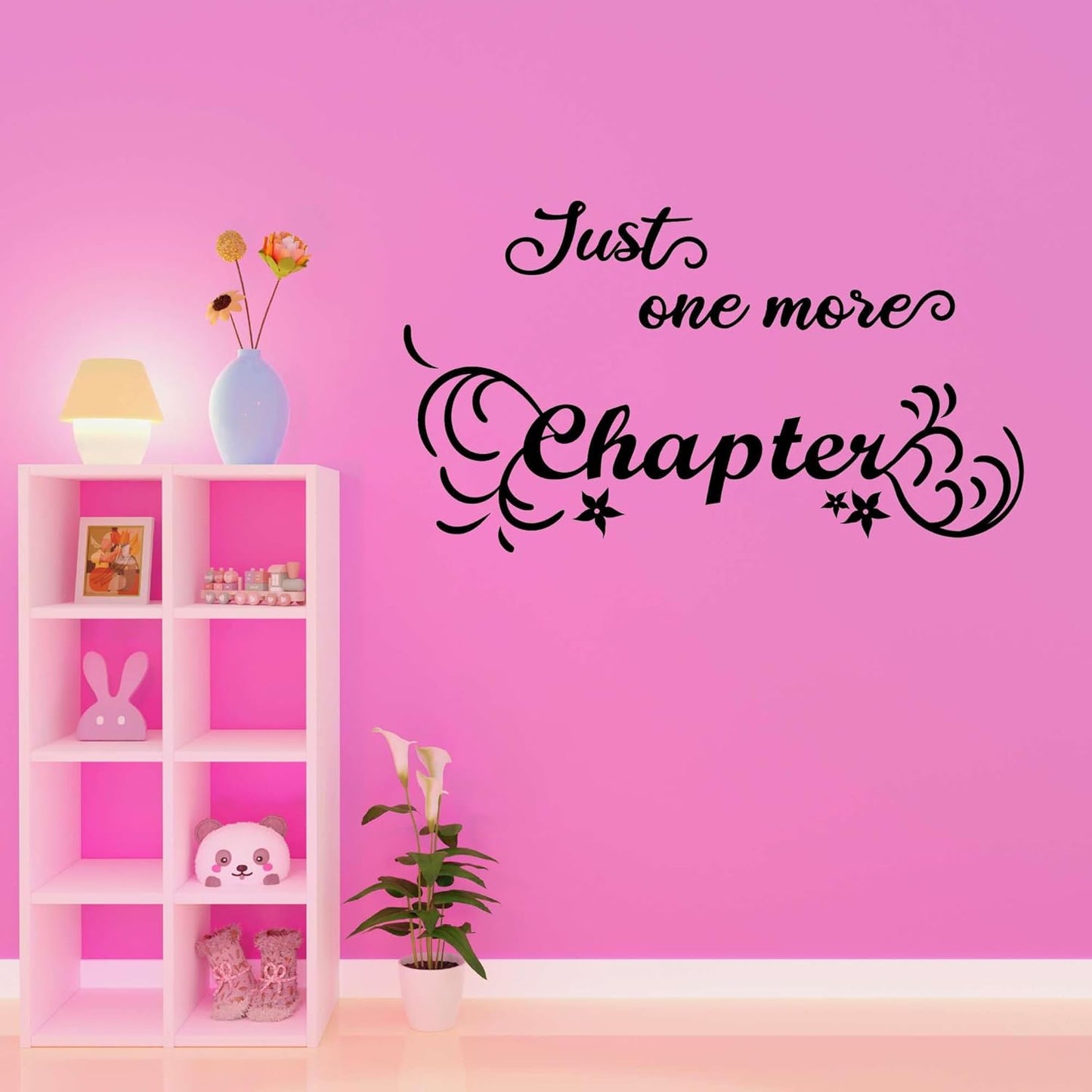 Children Just One More Chapter Funny Quote Wall Decal Decoration Book Lovers Bookish Quotes Readers Quotes Lasts Years and Easily Removable - Size: 30 in(W) x 18 in(H)