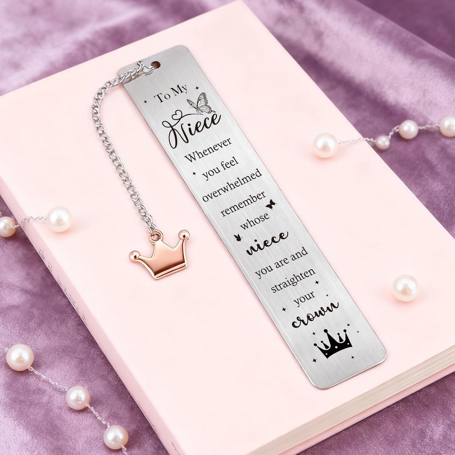 Niece Metal Bookmarks Gifts - Inspirational Niece Gifts from Auntie Uncle, Encouraging Graduation Wedding Birthday Going to College Christmas Accompany Present for Nieces from Aunt Uncle