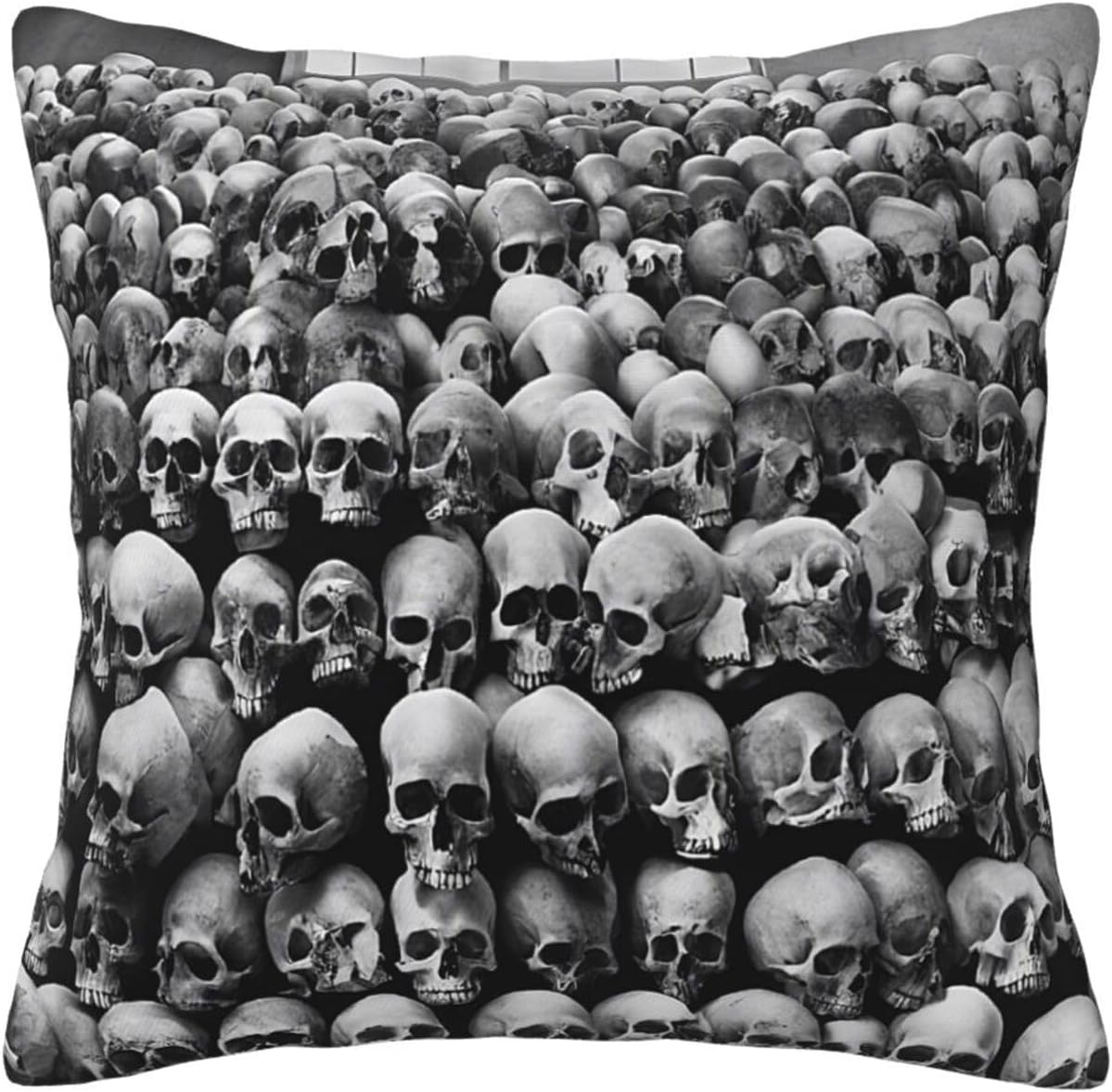 All-Season Square Pillow Covers 18"X18", Skulls Flowers, Decorative Throw Pillow Covers for Sofa Bed Couch, Hidden Zipper Cushion Cover, Square Lumbar & Accent Pillowcases for Home Decor