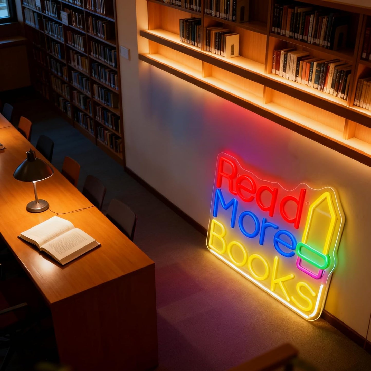 Reading More Books Neon Sign for Wall Decor Light Up Letters LED Sign Birthday Party Signs Led Decorative Night Signs Reading Room Decor Gift for Bookstore Library Student Dorm Bedroom