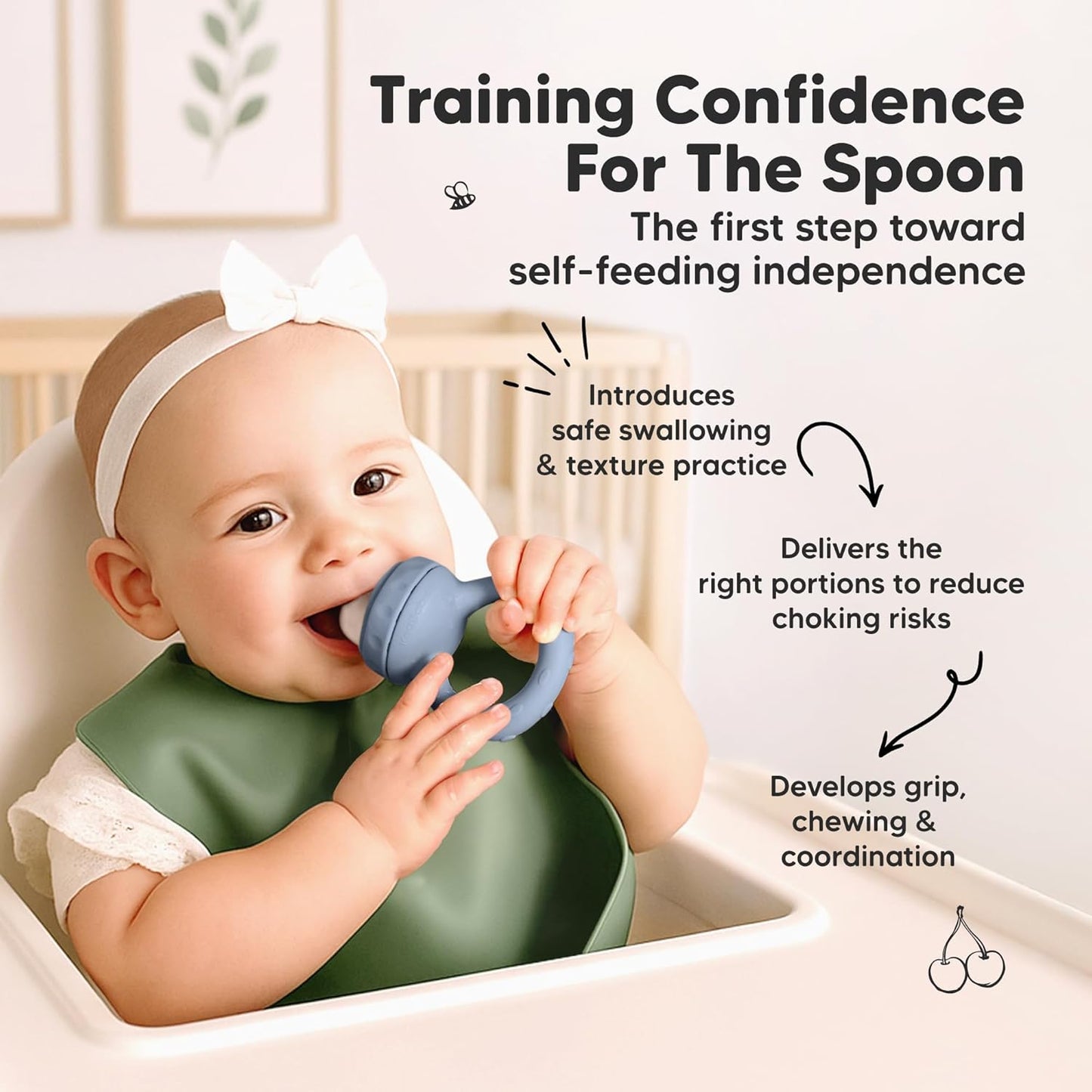 KeaBabies Baby Fruit Feeder 2pk - Silicone Baby Food Feeder for Babies 6-12 Months, Breast Milk Popsicle Teether, Weaning, Pacifier, Freeze Frozen Solid Food, Infant Feeding Essential (Slate)