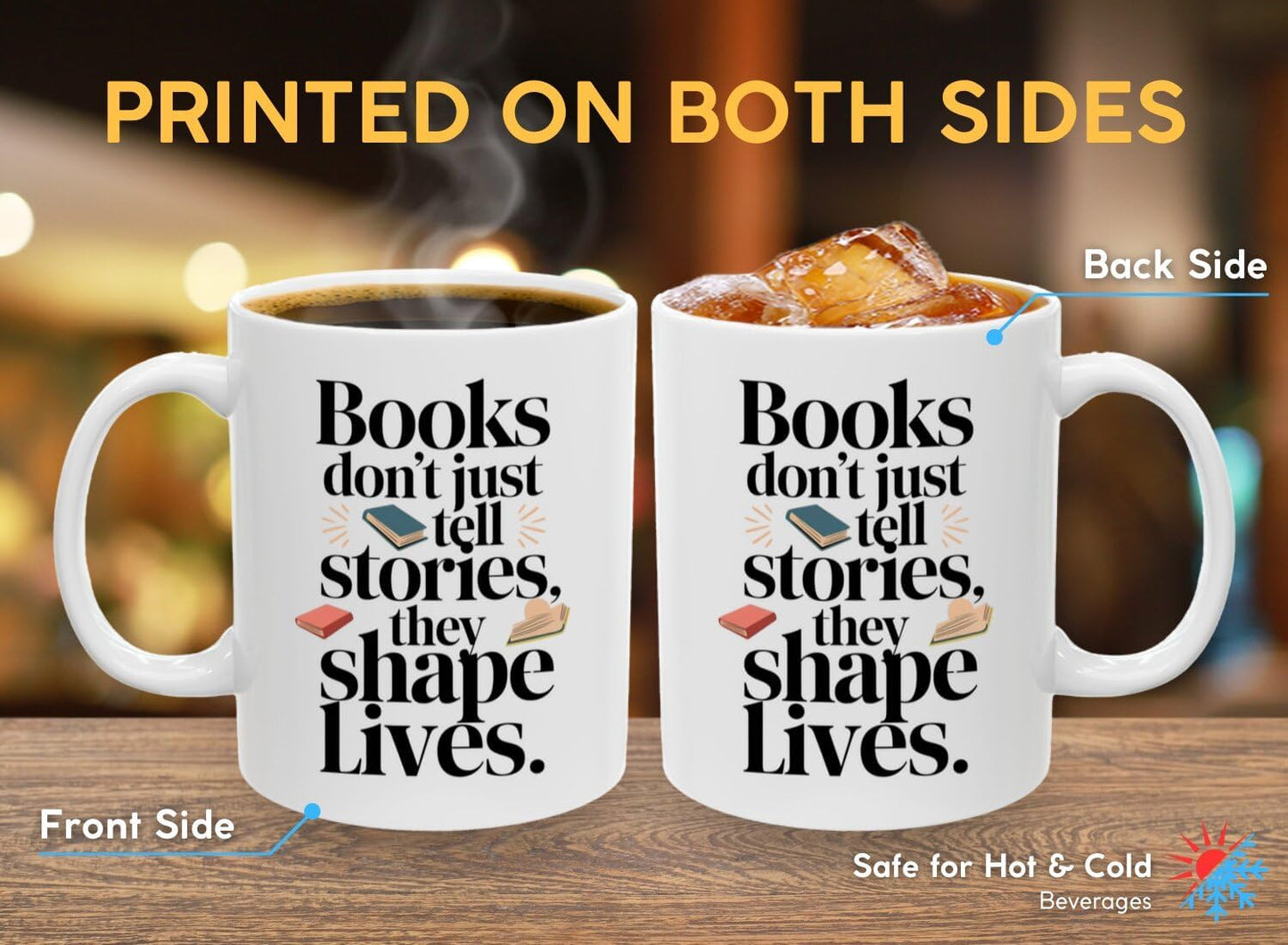 Book Lover Coffee Mug 11oz White - Books Tell - Gift for Bookworm Reader Reading Lover Bookish Women
