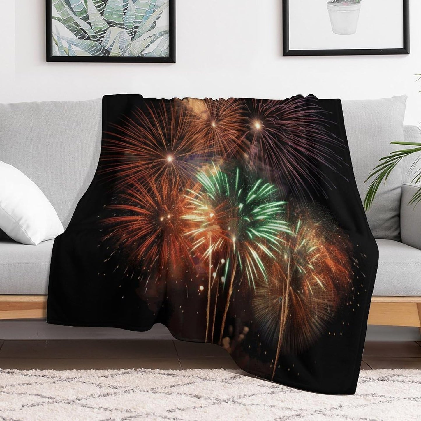 Splendid Fireworks Blanket Super Soft Lightweight Throw Blanket Cute Cozy Warm Bed Blanket Decorative Fuzzy Blanket All-Season Home Decor Gift for Sofa Couch Living Room 40"*50" （100 * 130cm）