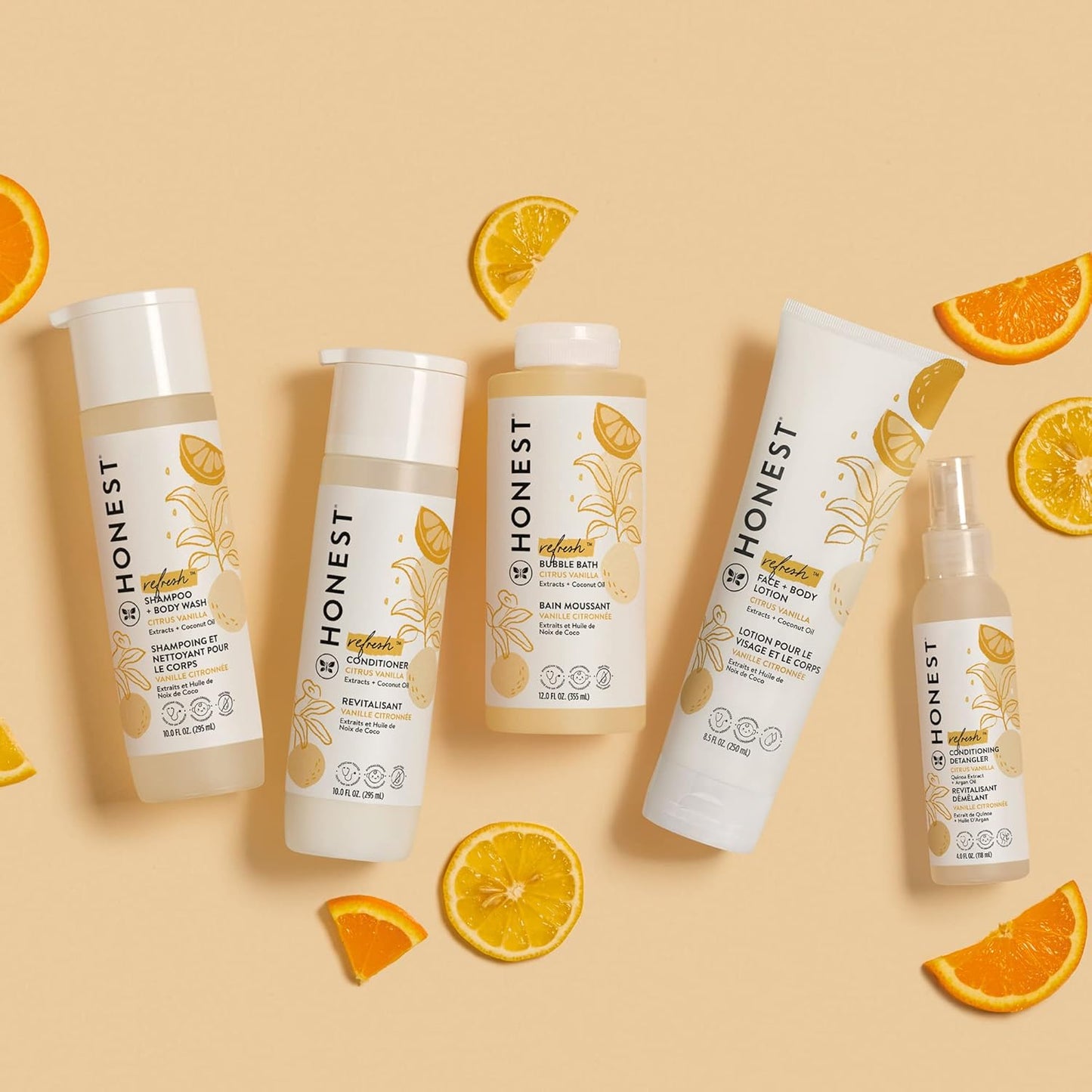 The Honest Company Conditioning Hair Detangler, Tear-Free, Hypoallergenic, Leave-In Conditioner and Fortifying Spray, Citrus Vanilla Refresh, 4 fl oz