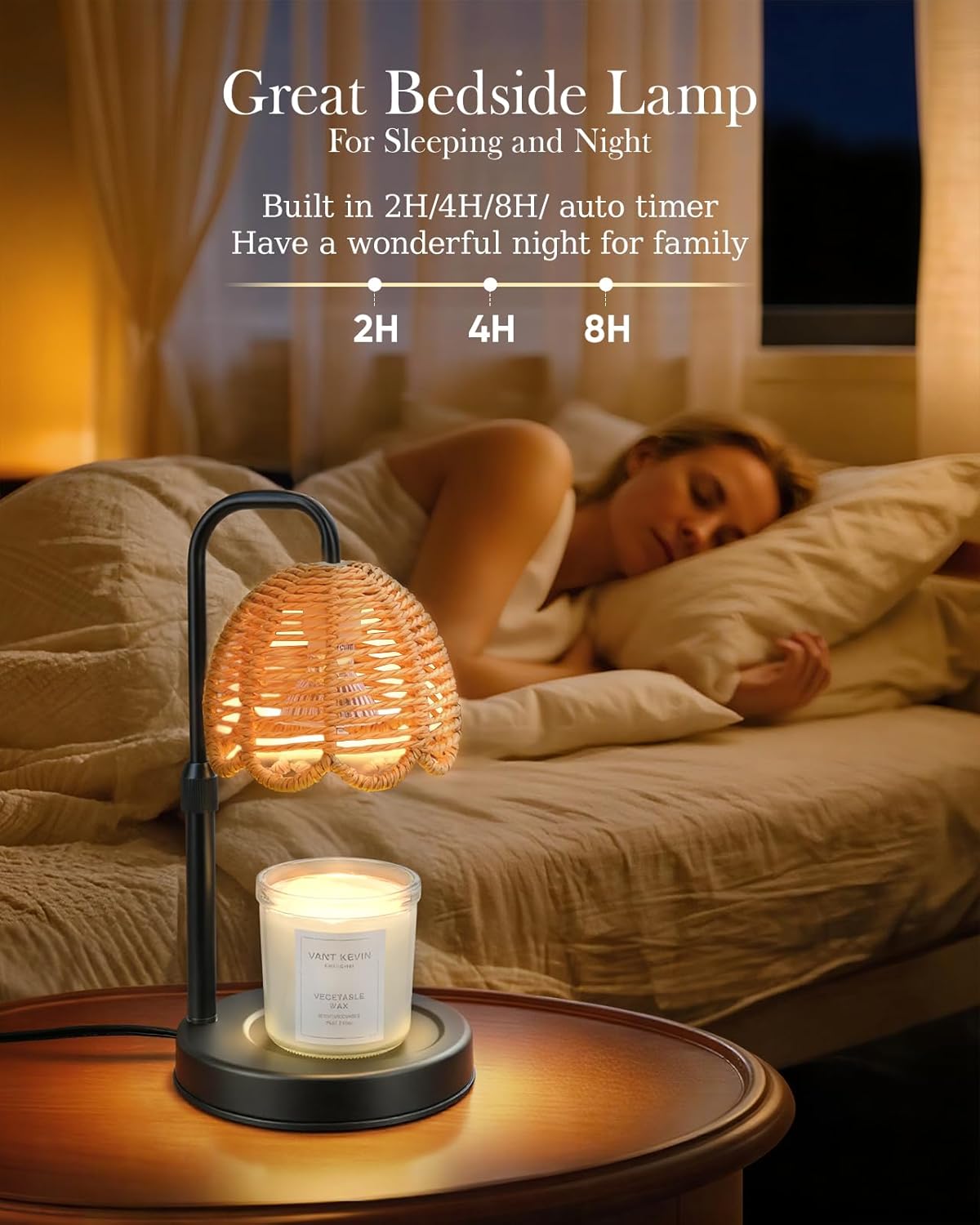 Nacial Candle Warmer Lamp with Timer Dimmable, Valentines Day Gifts for Her Women Wife Mom Girlfriend Birthday Gifts House Warming Home Decor, Boho Electric Candle Wax Warmer Lamp-Sleek Metal Base