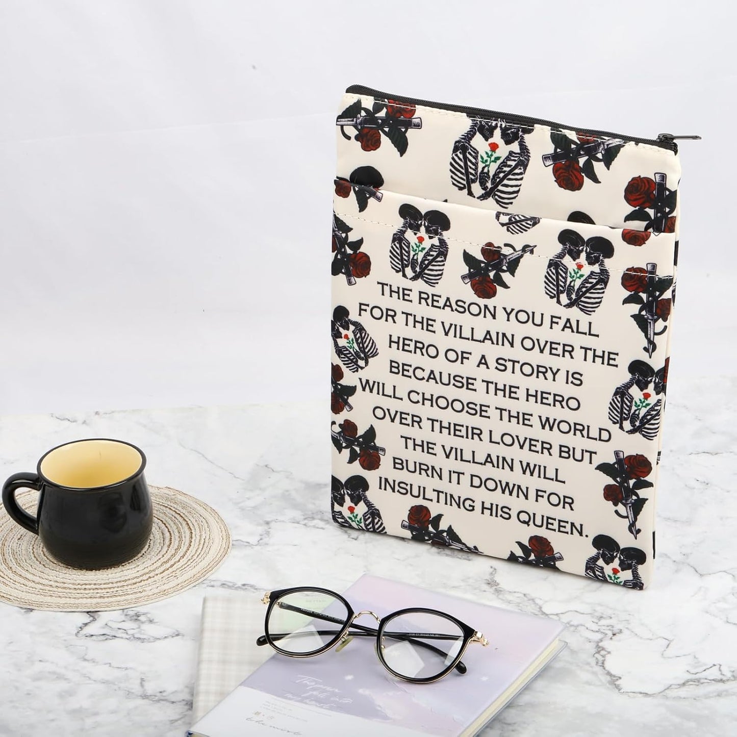 The Villain Skeleton Theme Dark Romance Book Sleeve Reader Gift Skeleton Lovers Gift Bookish Gift (Villain Skeleton-b)