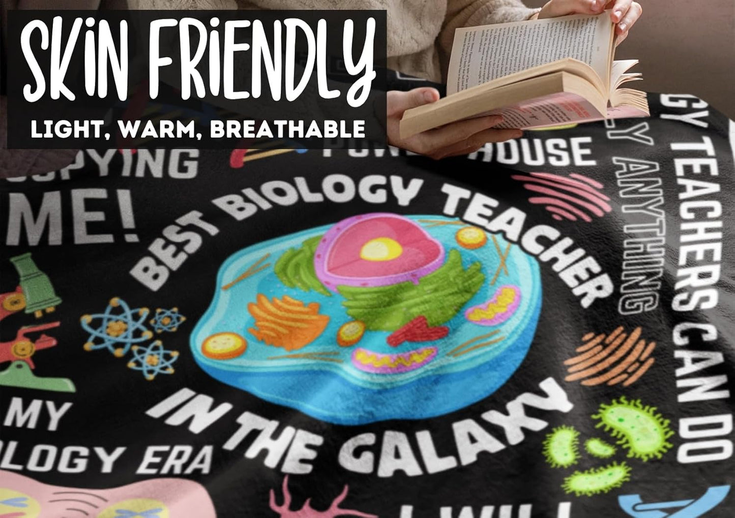 Biology Gifts for Men Women, Biology Teacher Blanket Soft Flannel Blanket, 65 x 50 inches