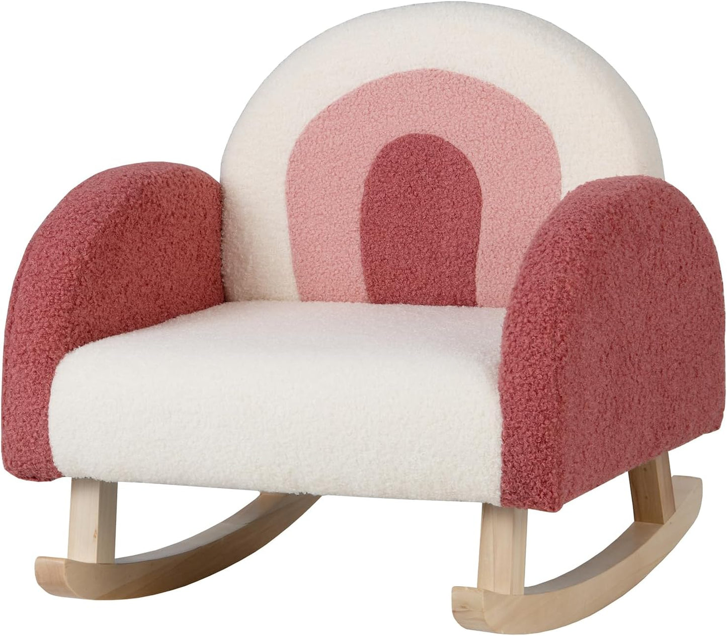Kids Rocking Chair, Toddler Couch with Solid Wood Base & Non-Slip Pads, Kids Rocking Sofa with Plush Fabric, Cute Children Rocker Armchair in Playroom, Nursery, Bedroom