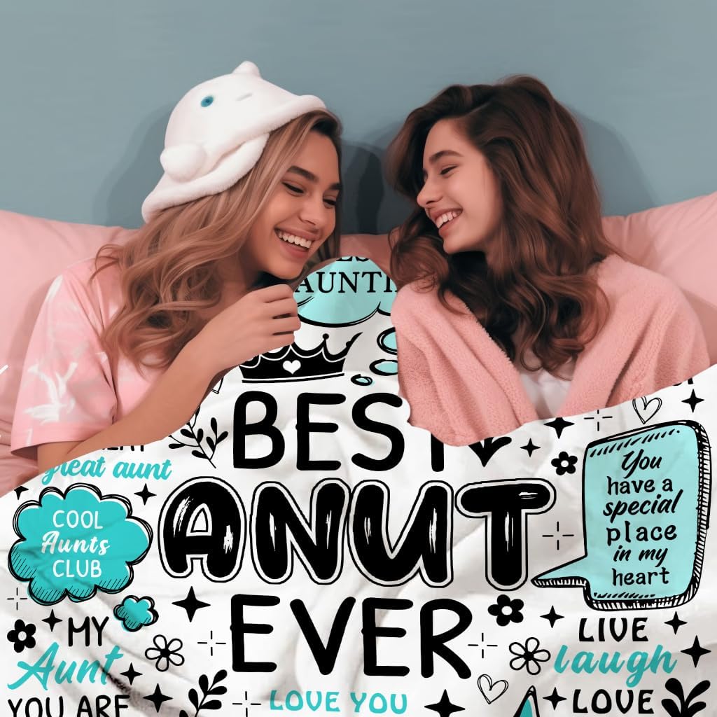 Aunt Blanket Auntie Gifts for Aunts from Niece,Aunts Stuff Best Aunt Ever Throw Blankets,Christmas Birthday Gift Ideas for Women from Niece Nephew 50" X 40"