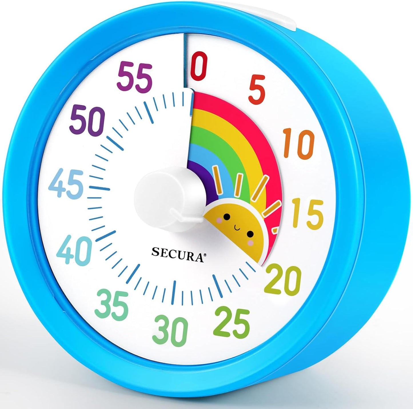 Secura 60-Minute Visual Timer, Rainbow Classroom Timers for Kids, Time Clocks, Countdown Time Tracker Management Tool with Pause Function (Blue & Sun)