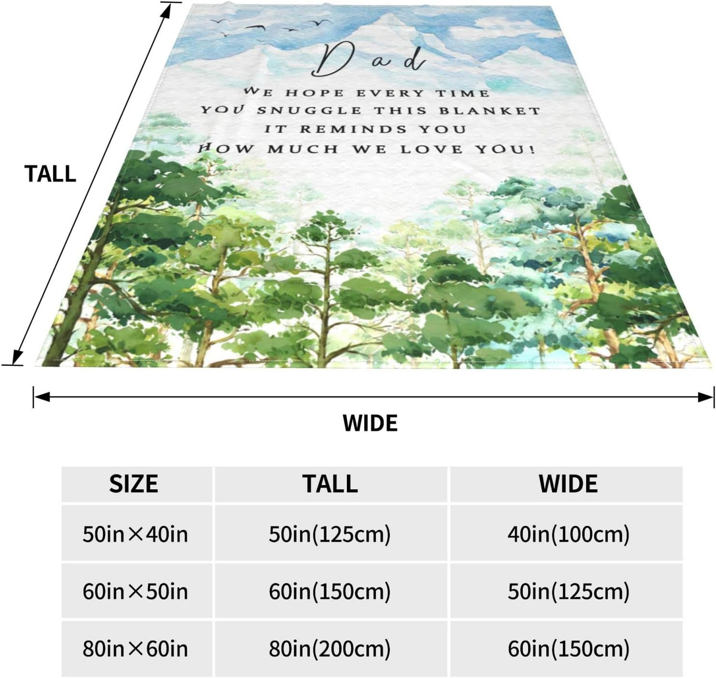Dad Gifts Fathers Birthday Gift, Dad Blanket from Daughter Son, Birthday Gift for Dads, Soft Flannel Throw Blankets for Sofa Couch Bed 60" x 50"