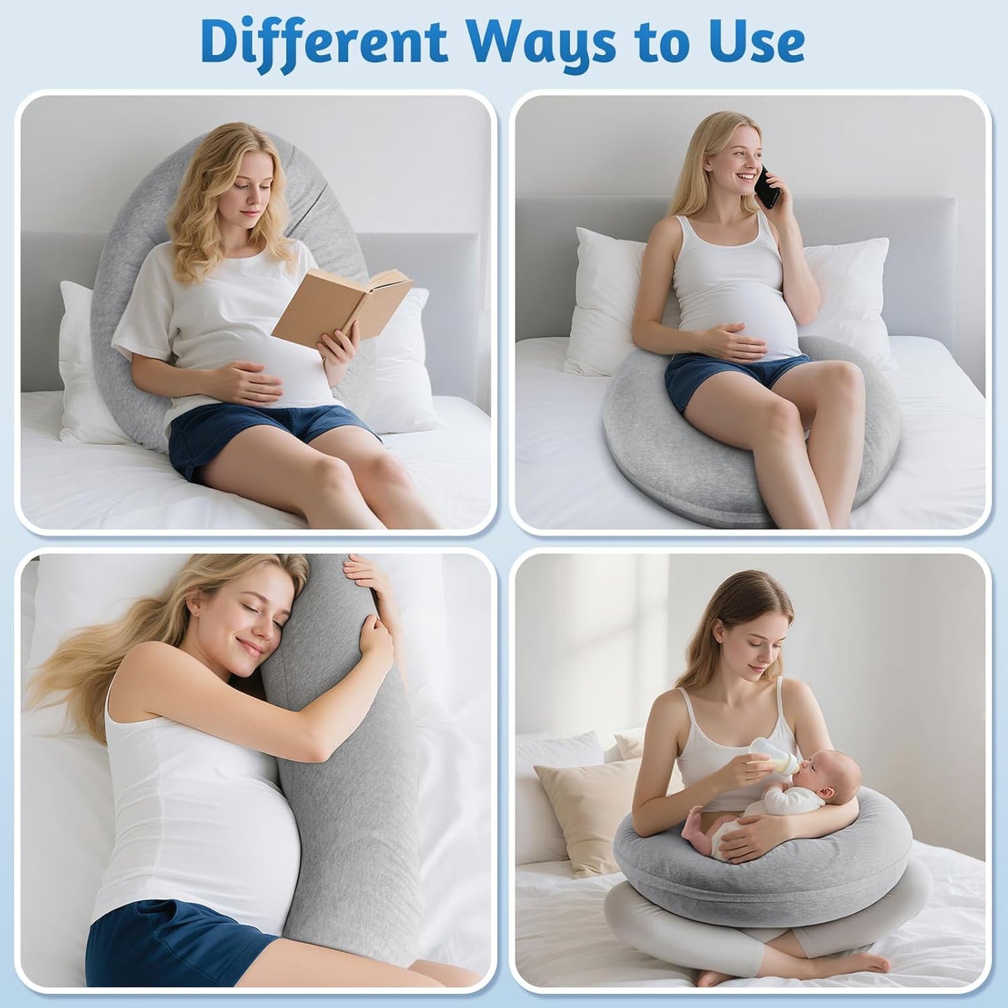 Pregnancy Pillows for Sleeping, C-Shaped Maternity Pillow for Pregnant Women with Adjustable Firmness, Body Pillow, Full Body Support for Side Sleepers, Head, Neck, Belly, 47.2’’ x 9.8''