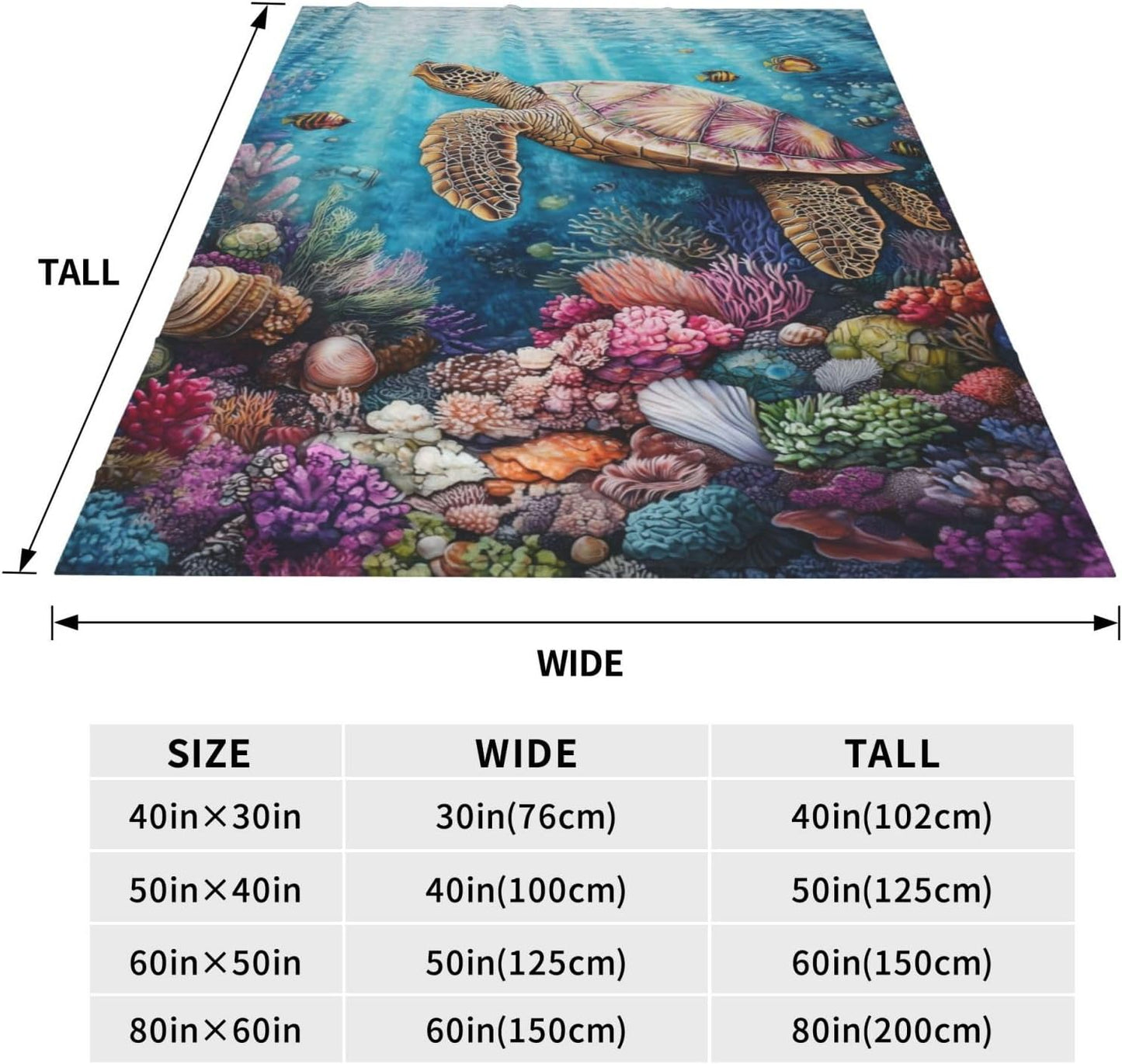 Sea Turtle Blanket for Women Kids Adults, Flannel Coral Ocean Animal Sea Turtle Throw Blankets Decor for Bed Living Room Sofa Couch Traveling, Soft Warm Lightweight Plush Turtle Gifts Stuff 50x60in