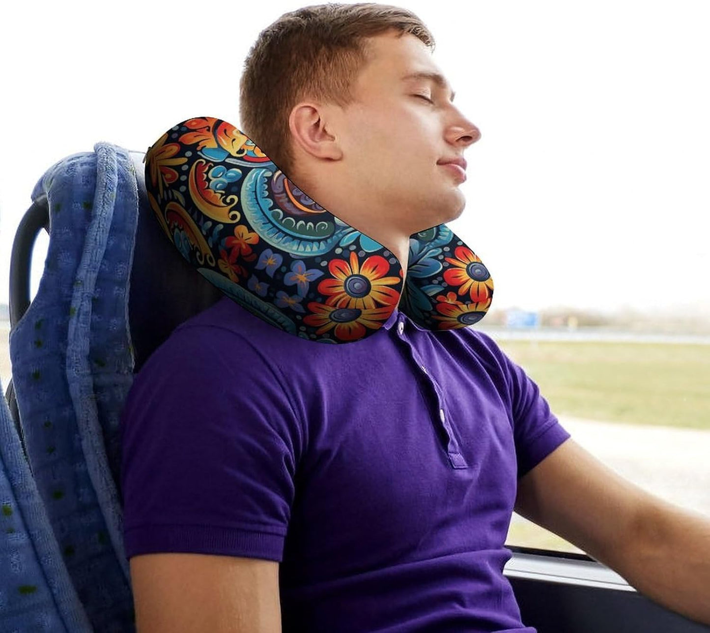 Mexican Neck Pillow Memory Foam U Shaped Pillows Portable Pillows for Shoulder Travel Head Support Pillow with Concealed Zipper for Airplane Car Home Office