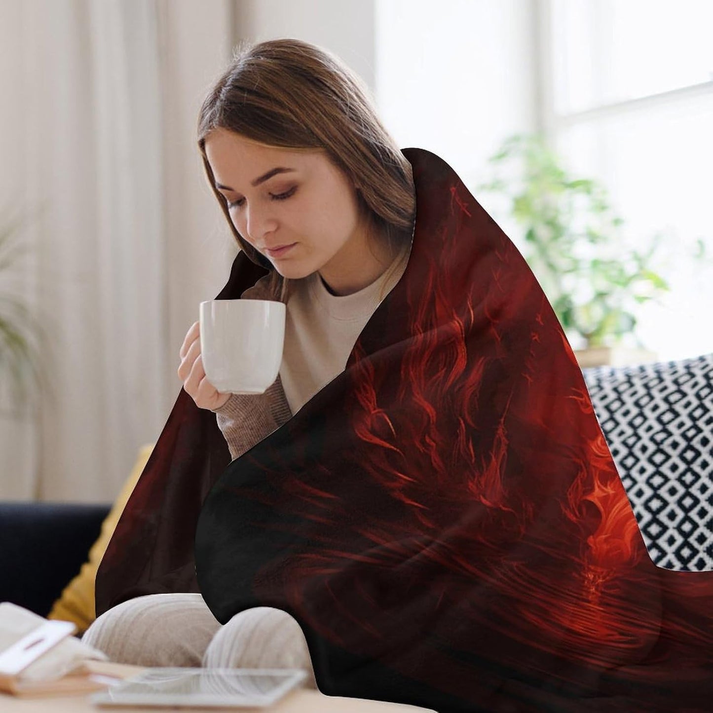 Red Flame Blanket Super Soft Lightweight Throw Blanket Cute Cozy Warm Bed Blanket Decorative Fuzzy Blanket All-Season Home Decor Gift for Sofa Couch Living Room 50"*60"（130 * 150cm）